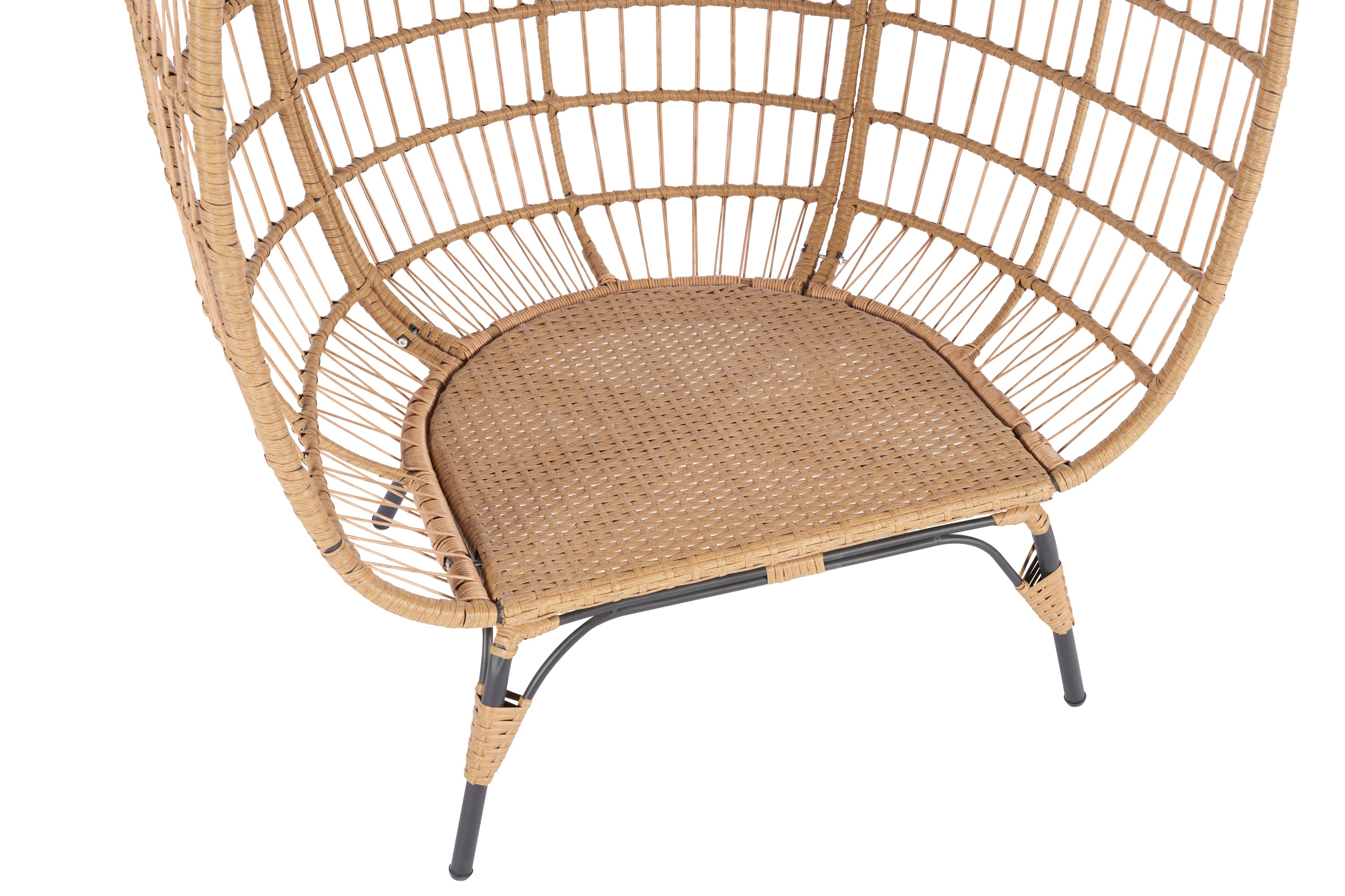 Wicker Egg Chair, Oversized Indoor Outdoor Lounger for Patio, Backyard, Living Room w/ 5 Cushions, Steel Frame,\