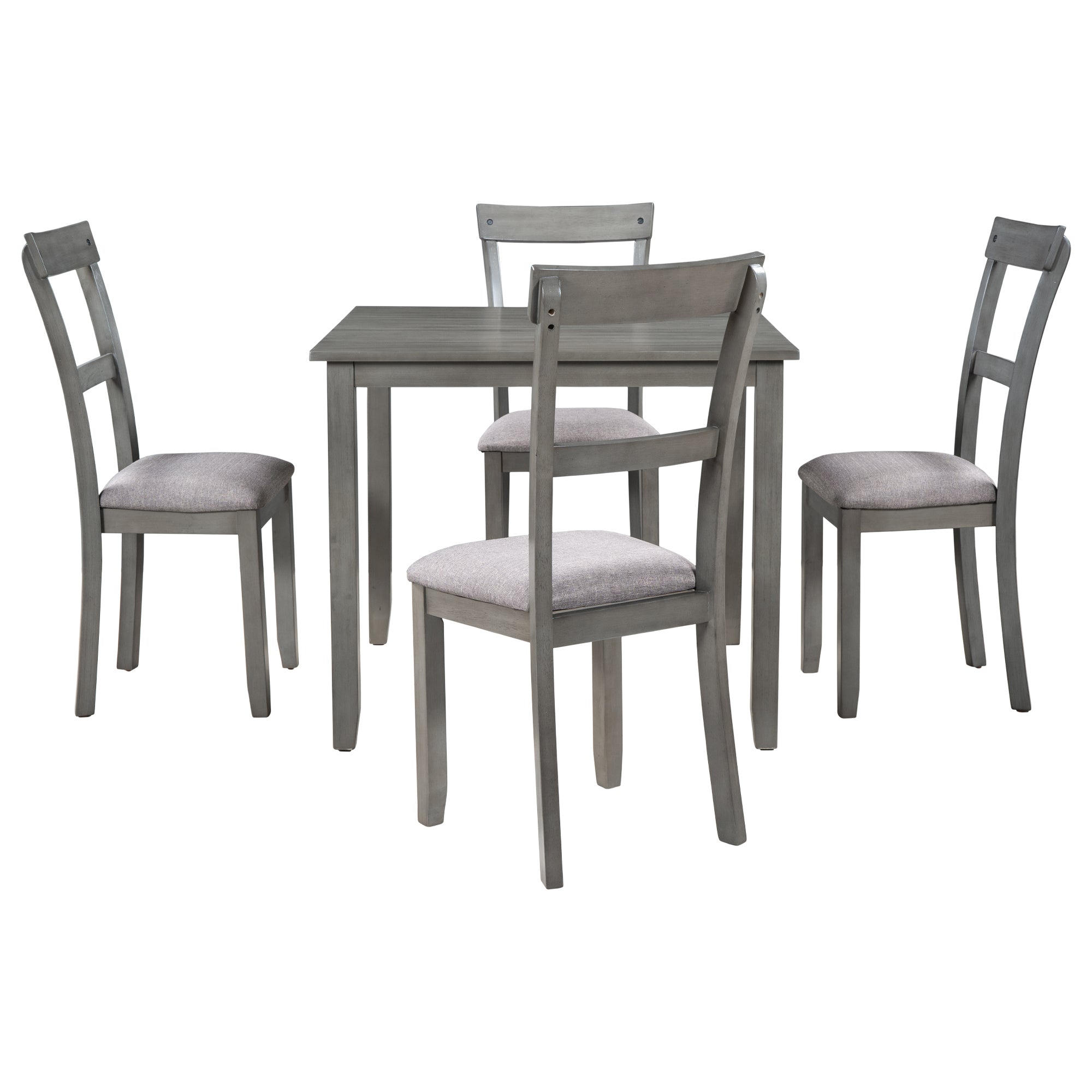 TREXM 5 Piece Dining Table Set Industrial Wooden Kitchen Table and 4 Chairs for Dining Room (Grey)