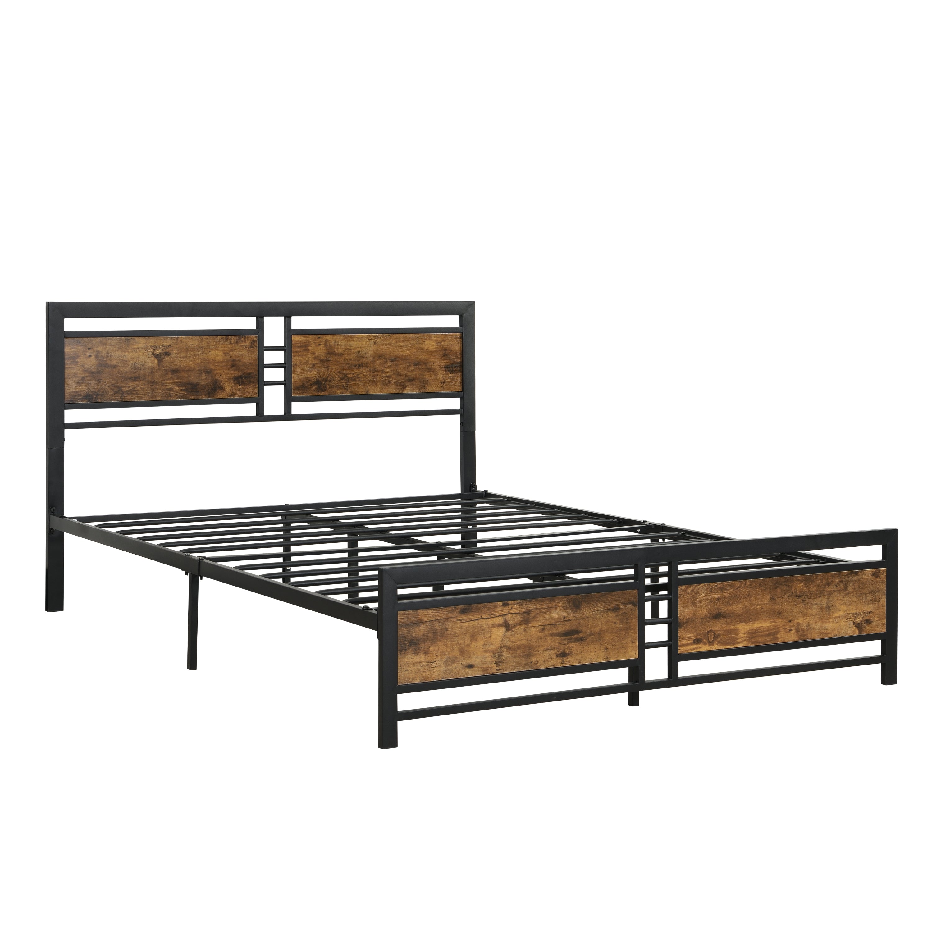 Full Size Metal Platform Bed Frame with Wood Headboard and Footboard, Heavy Duty Mattress Foundation with Slat Support, Easy Assembly, Noise-Free, No Box Spring Needed