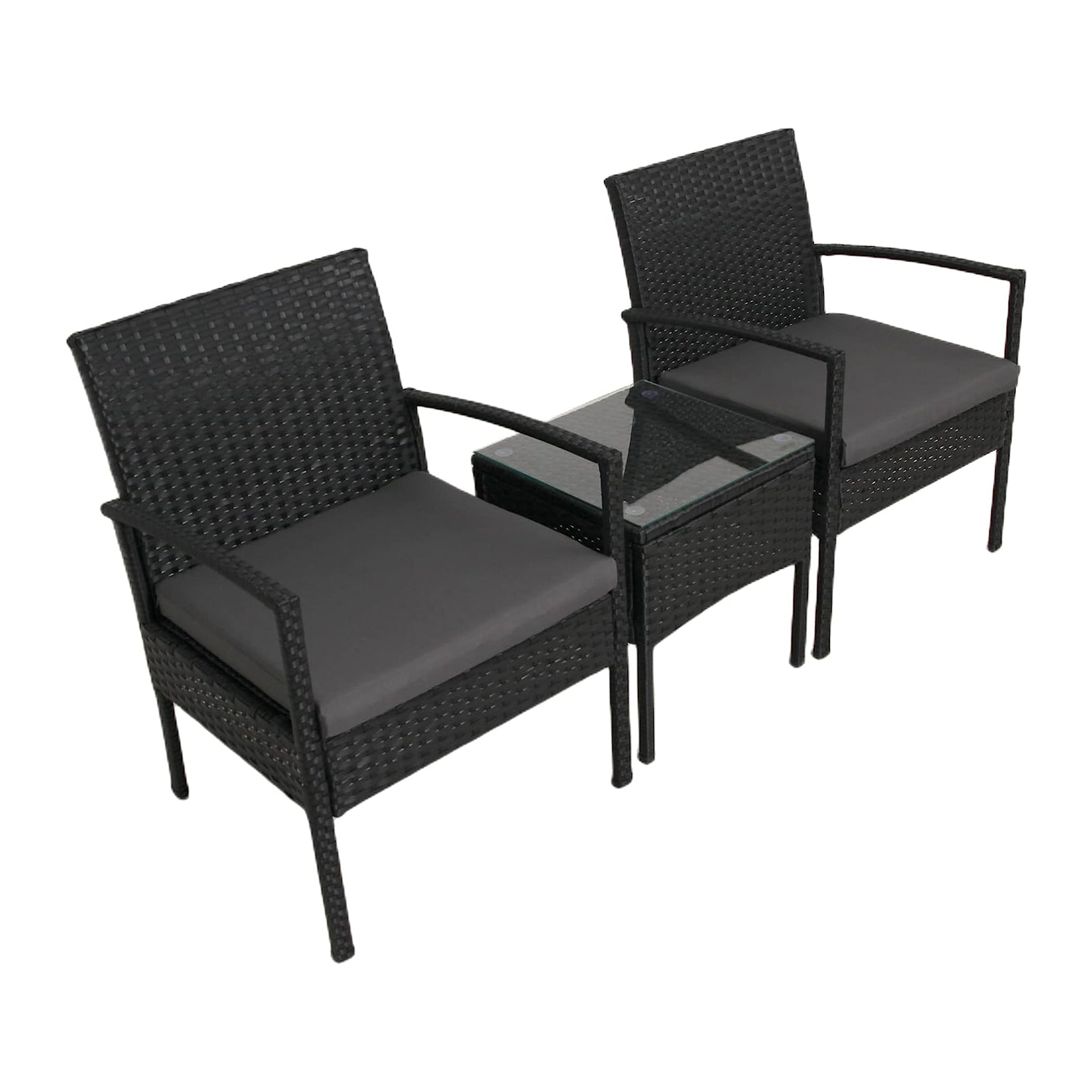 Outdoor Patio Furniture Set 3 Pieces Grey Sectional Sofa Sets PE Rattan Patio Conversation Set with Coffee Tables