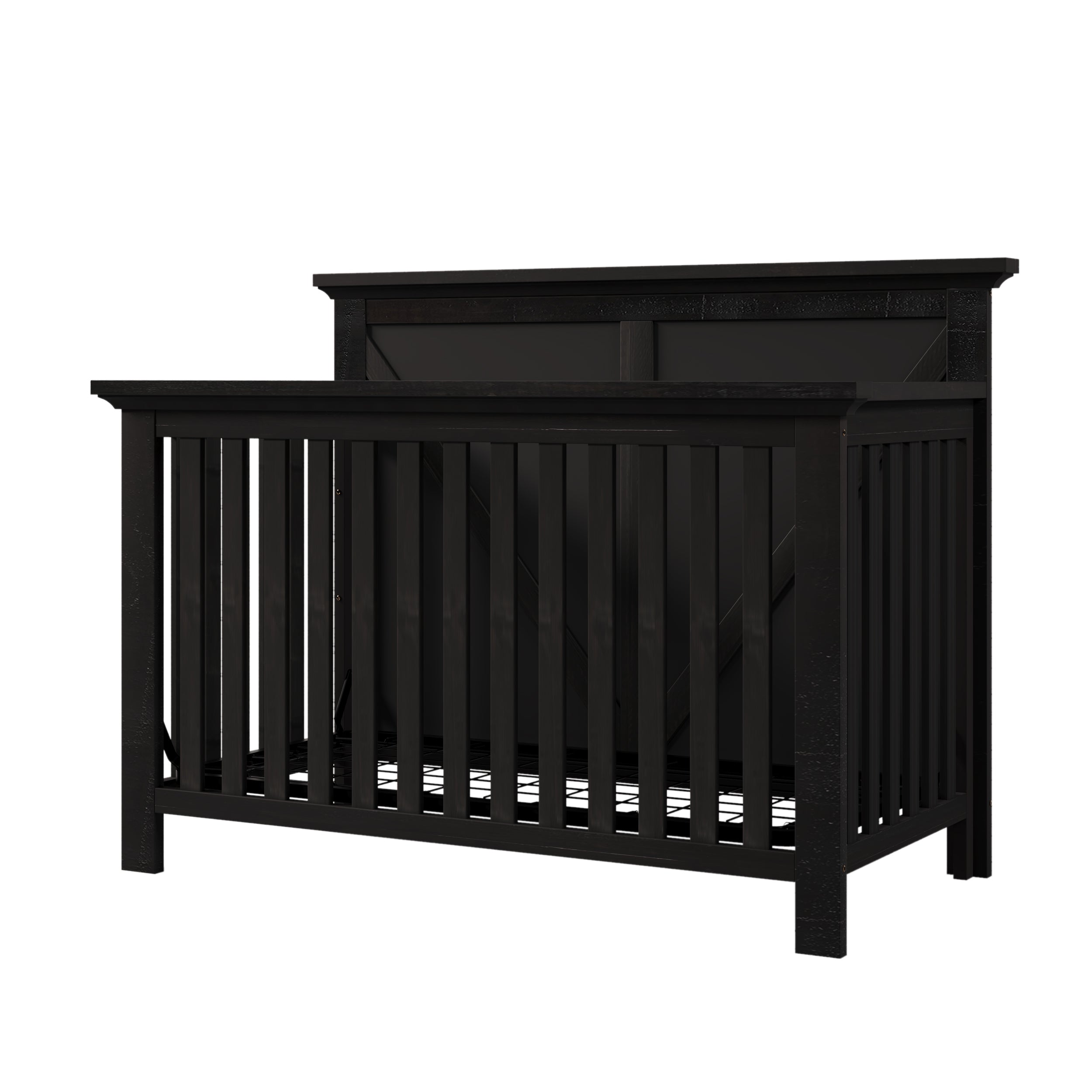 Rustic Farmhouse Style 4-in-1 Convertible Baby Crib - Converts to Toddler Bed, Daybed and Full-Size Bed, Coffee