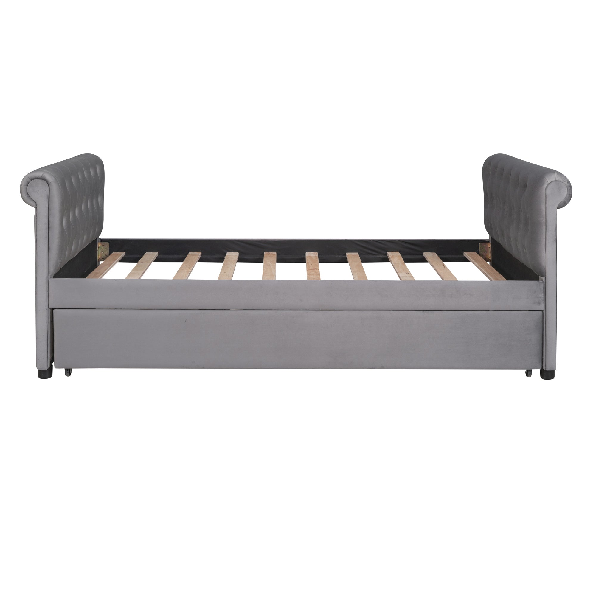 Twin Size Upholstered daybed with Trundle, Wood Slat Support, Gray(OLD SKU :LP000116AAE)