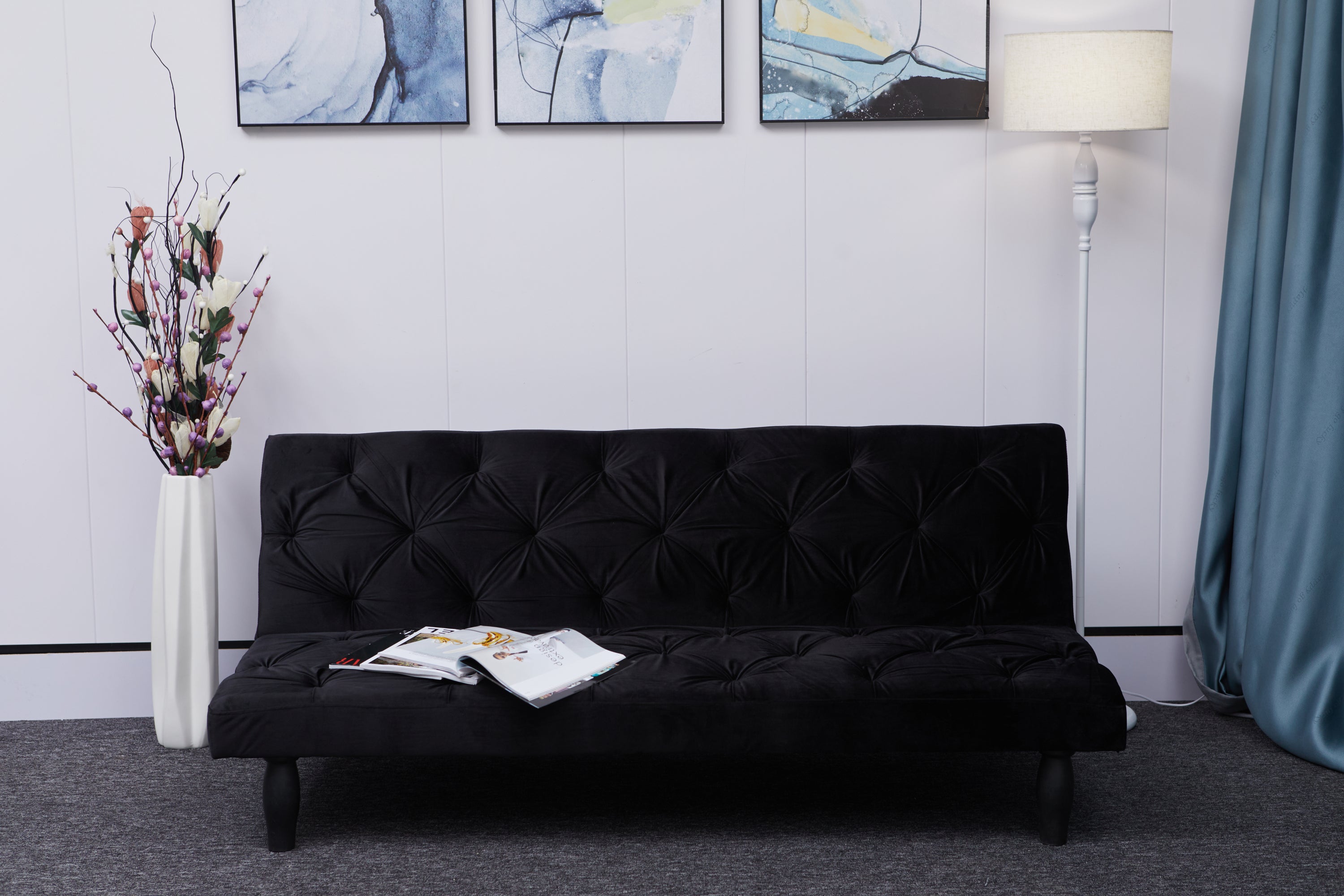 Black Velvet Sofa Bed