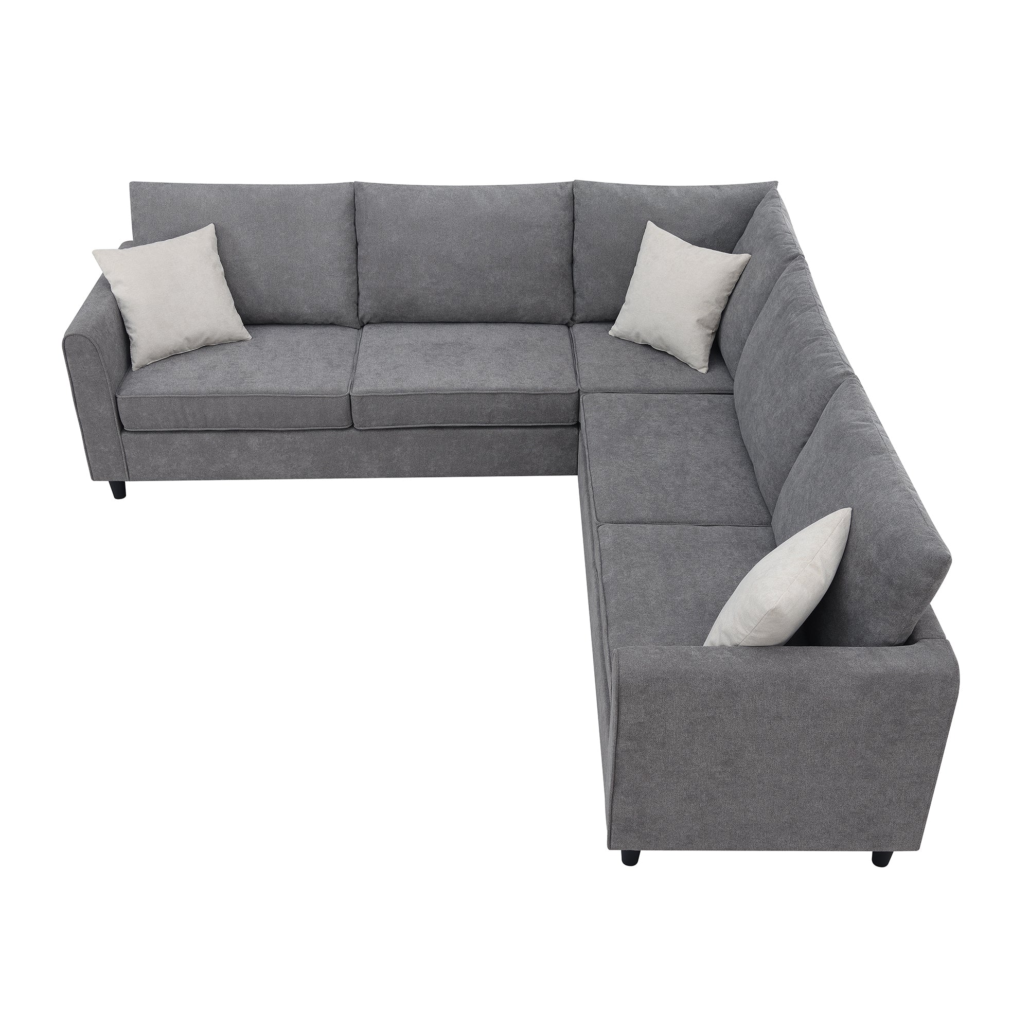 [VIDEO provided] [New] 91*91" Modern Upholstered Living Room Sectional Sofa, L Shape Furniture Couch with 3 Pillows