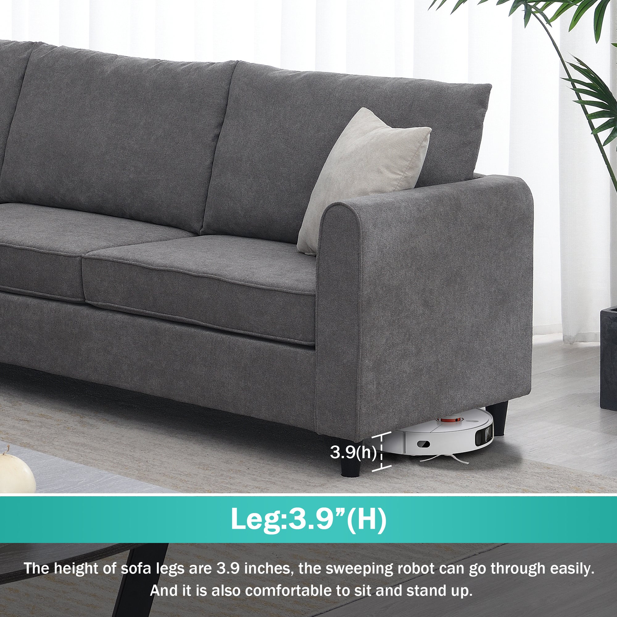 [VIDEO provided] [New] 91*91" Modern Upholstered Living Room Sectional Sofa, L Shape Furniture Couch with 3 Pillows