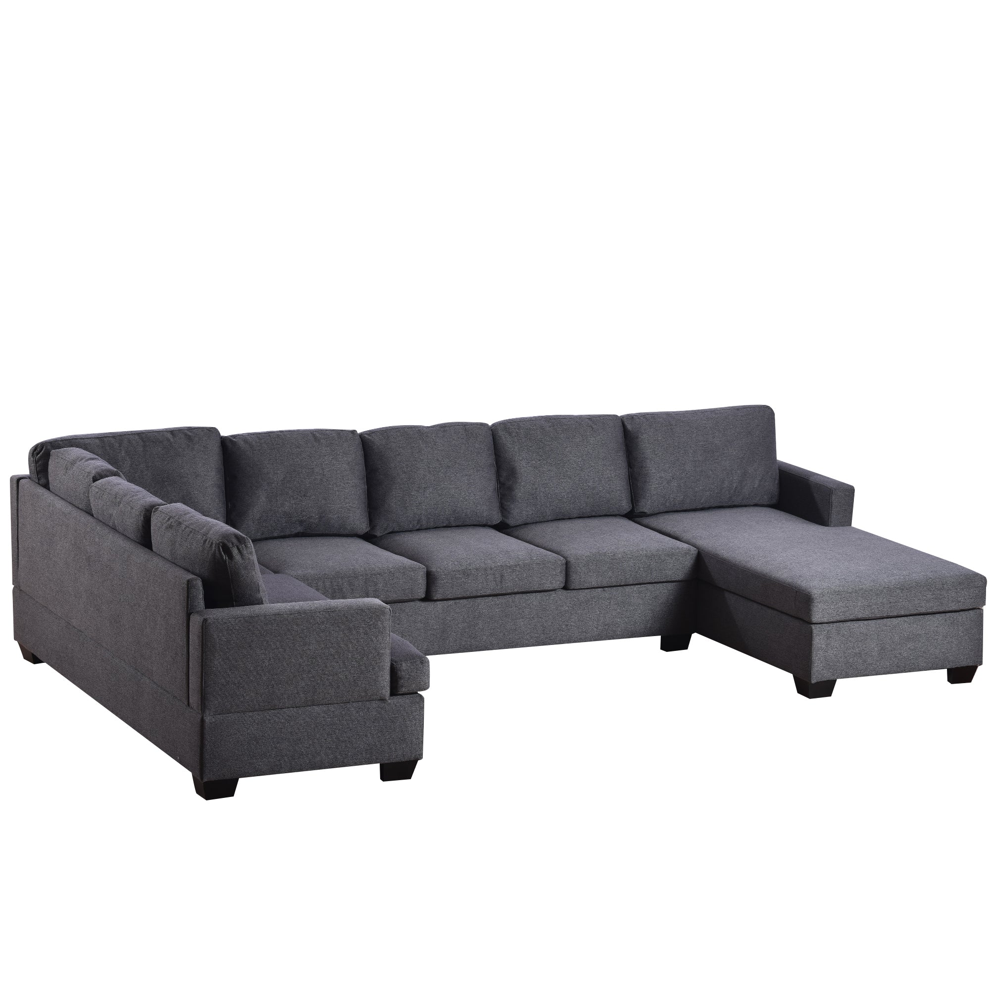 Ustyle Modern Large Upholstered  U-Shape Sectional Sofa, Extra Wide Chaise Lounge Couch,  Grey