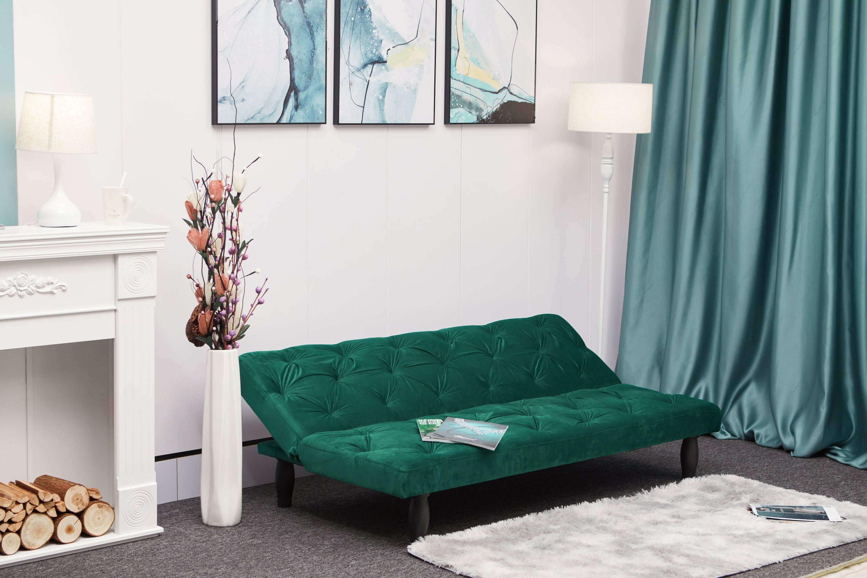 Green Velvet Sofa Bed
