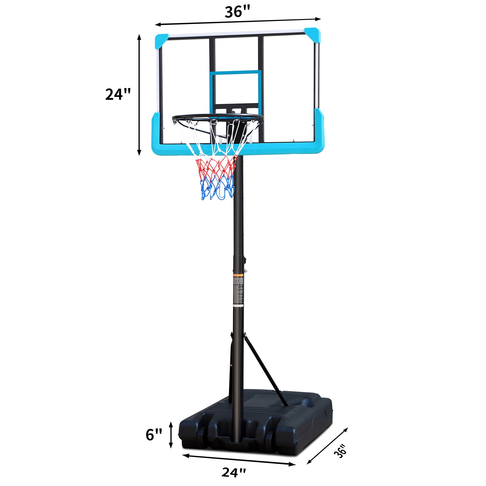Portable Poolside Black Basketball Hoop Swimming Pool 4ft to 6.5ft Height-Adjustable patio Basketball System Goal Stand for Kids