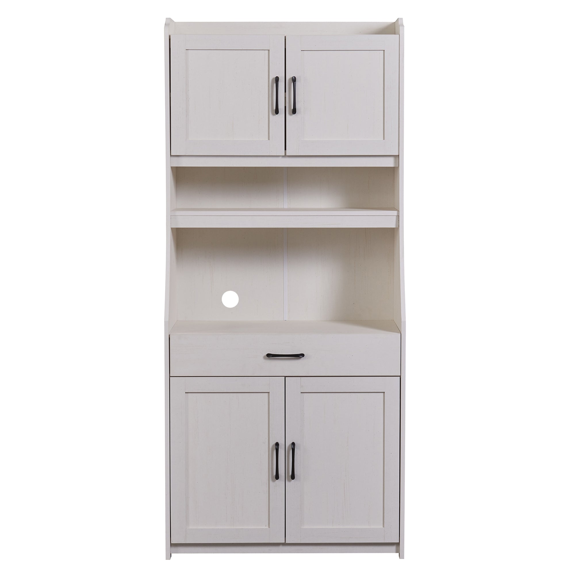 TREXM One-body Style Pantry Cabinet Kitchen Living Room Dining Room Storage Buffet with Doors, Adjustable Shelves (Antique White)