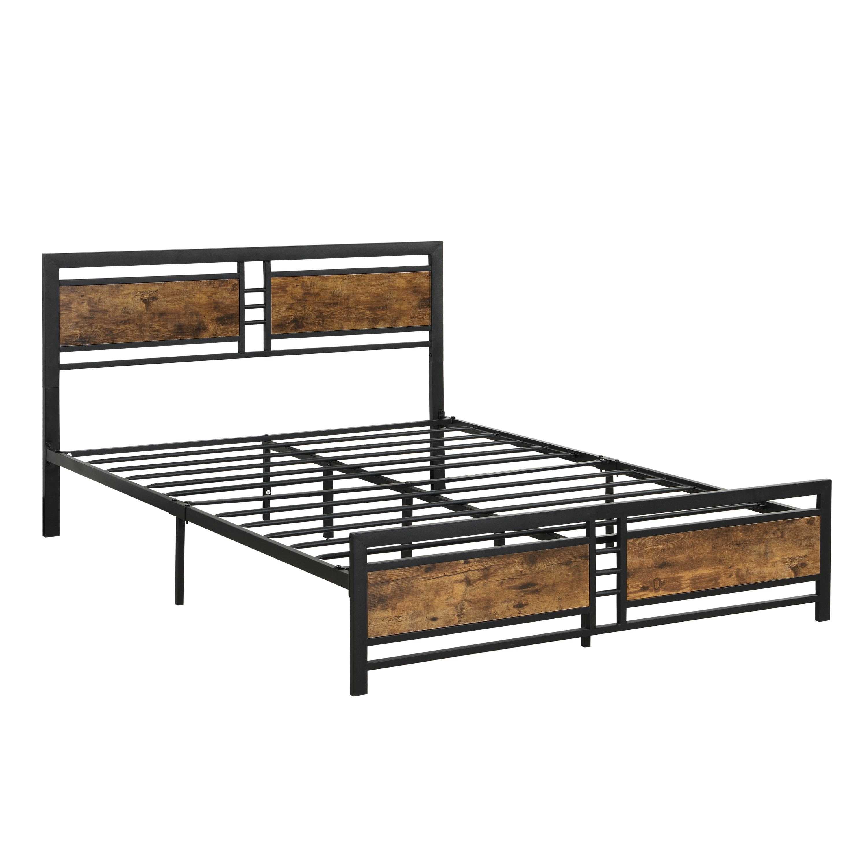 Full Size Metal Platform Bed Frame with Wood Headboard and Footboard, Heavy Duty Mattress Foundation with Slat Support, Easy Assembly, Noise-Free, No Box Spring Needed