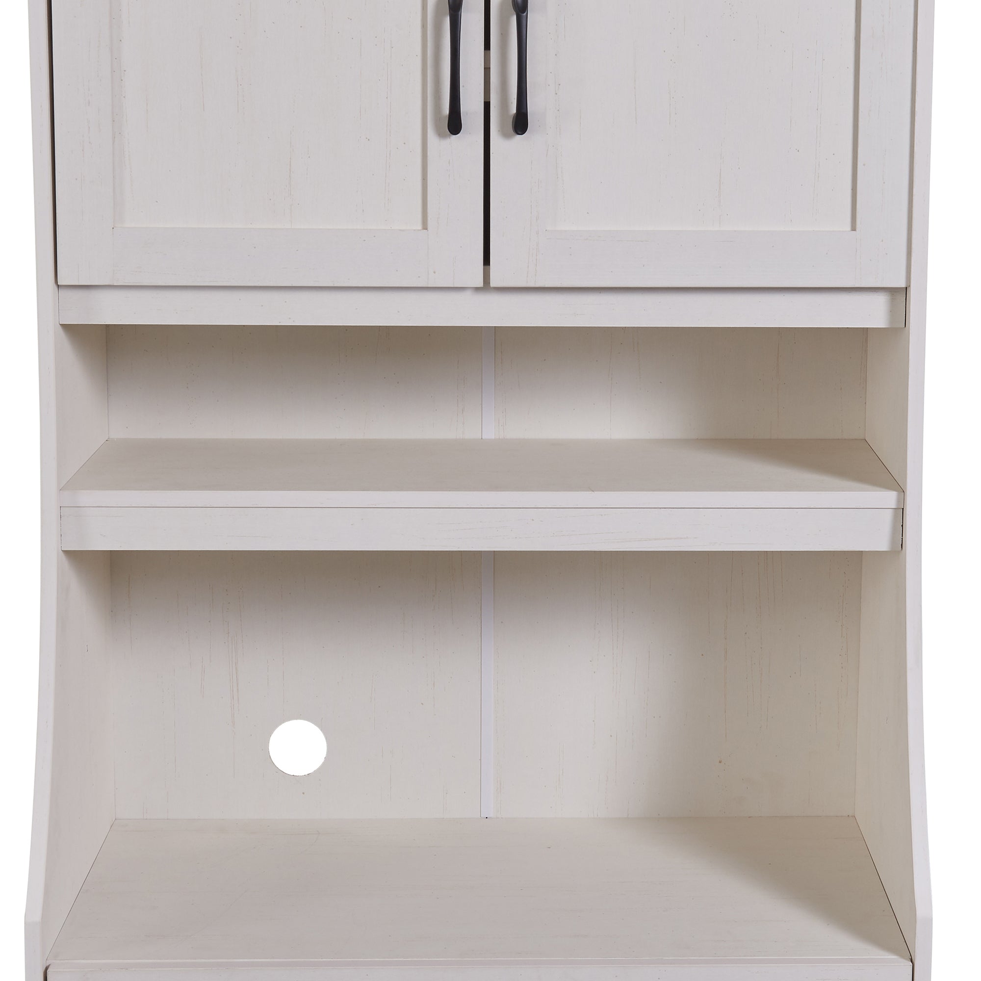 TREXM One-body Style Pantry Cabinet Kitchen Living Room Dining Room Storage Buffet with Doors, Adjustable Shelves (Antique White)