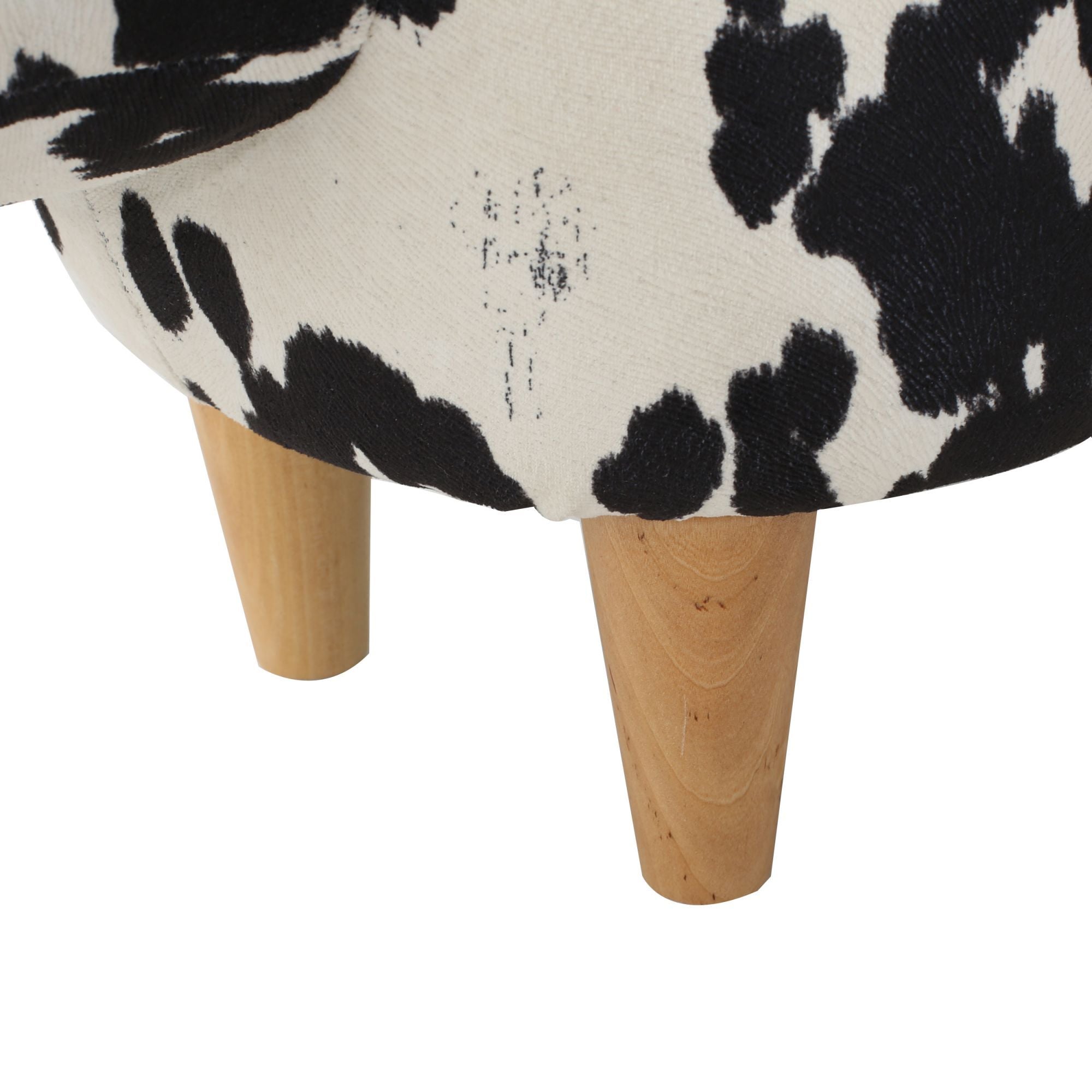 Velvet Cow-Shaped Ottoman, Cute Wood Foot Stool Shoes Changing Seat with Cushioned for Adult Living Room, Bedroom, Nursery Gameroom, Playroom, Porch Furniture