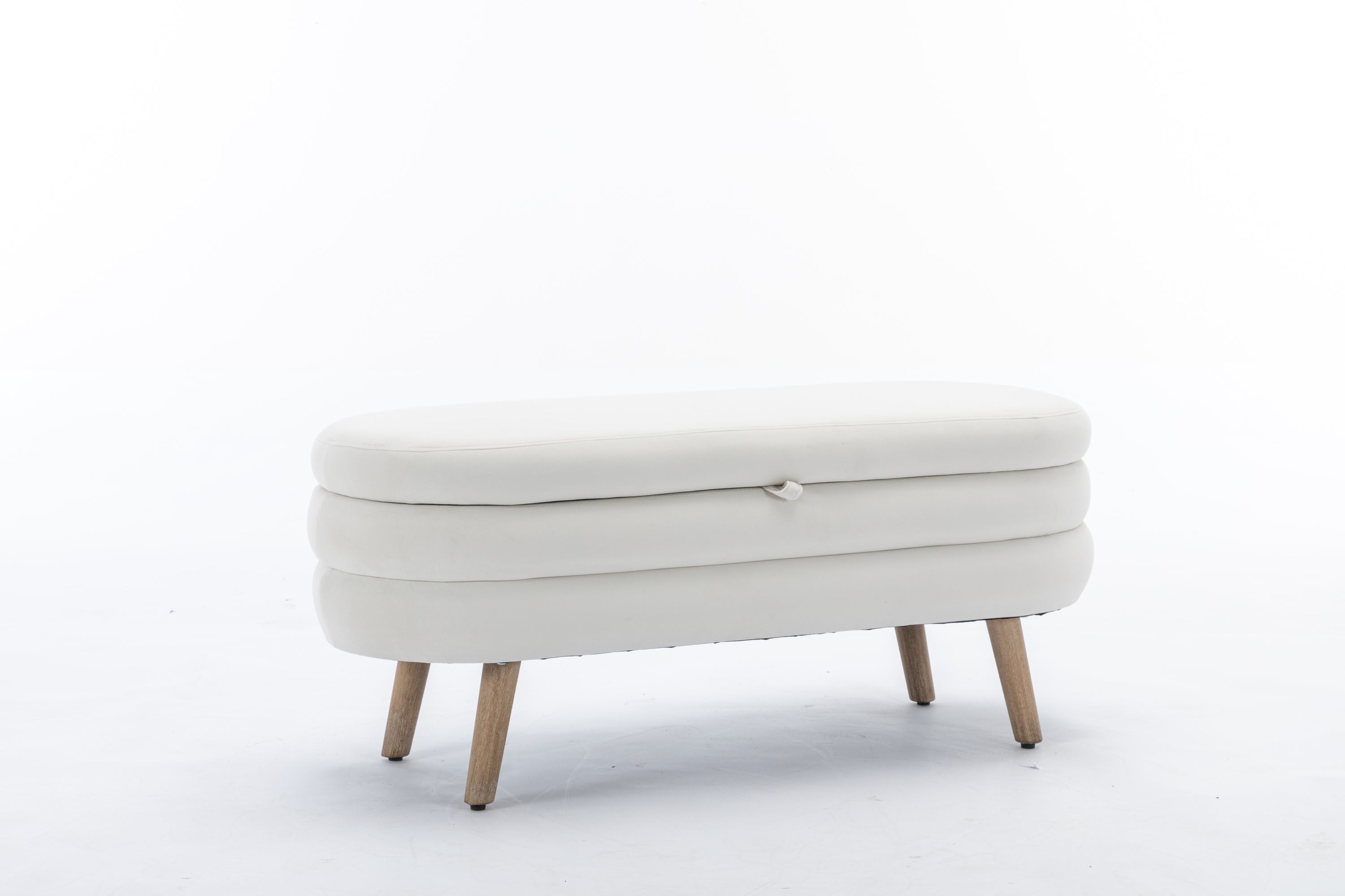 036-Velvet Fabric Storage Bench Bedroom Bench With Wood Legs For Living Room Bedroom Indoor