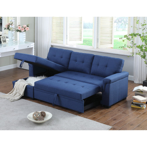 Lucca 84" Linen Reversible Sleeper Sectional Sofa with Storage Chaise