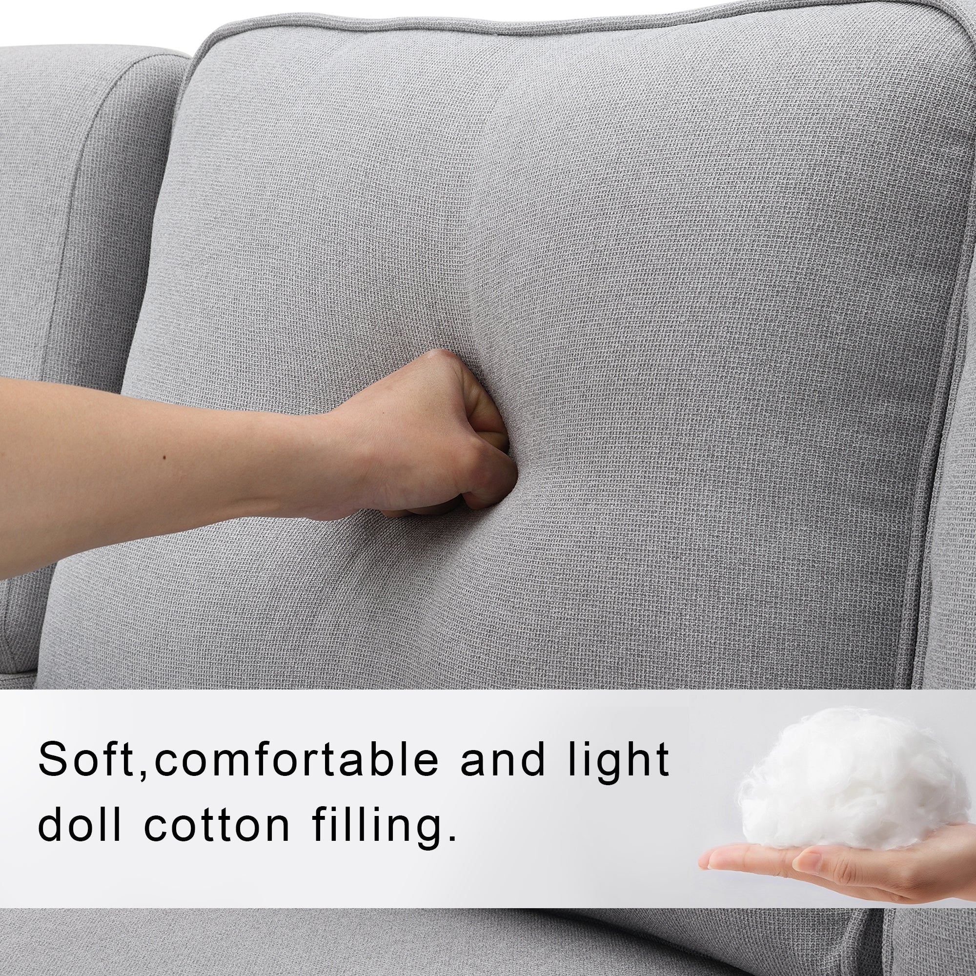 [VIDEO provided] [New] 104" 4-Seater Modern Linen Fabric Sofa with Armrest Pockets and 4 Pillows,Minimalist Style Couch for Living Room, Apartment, Office,3 Colors