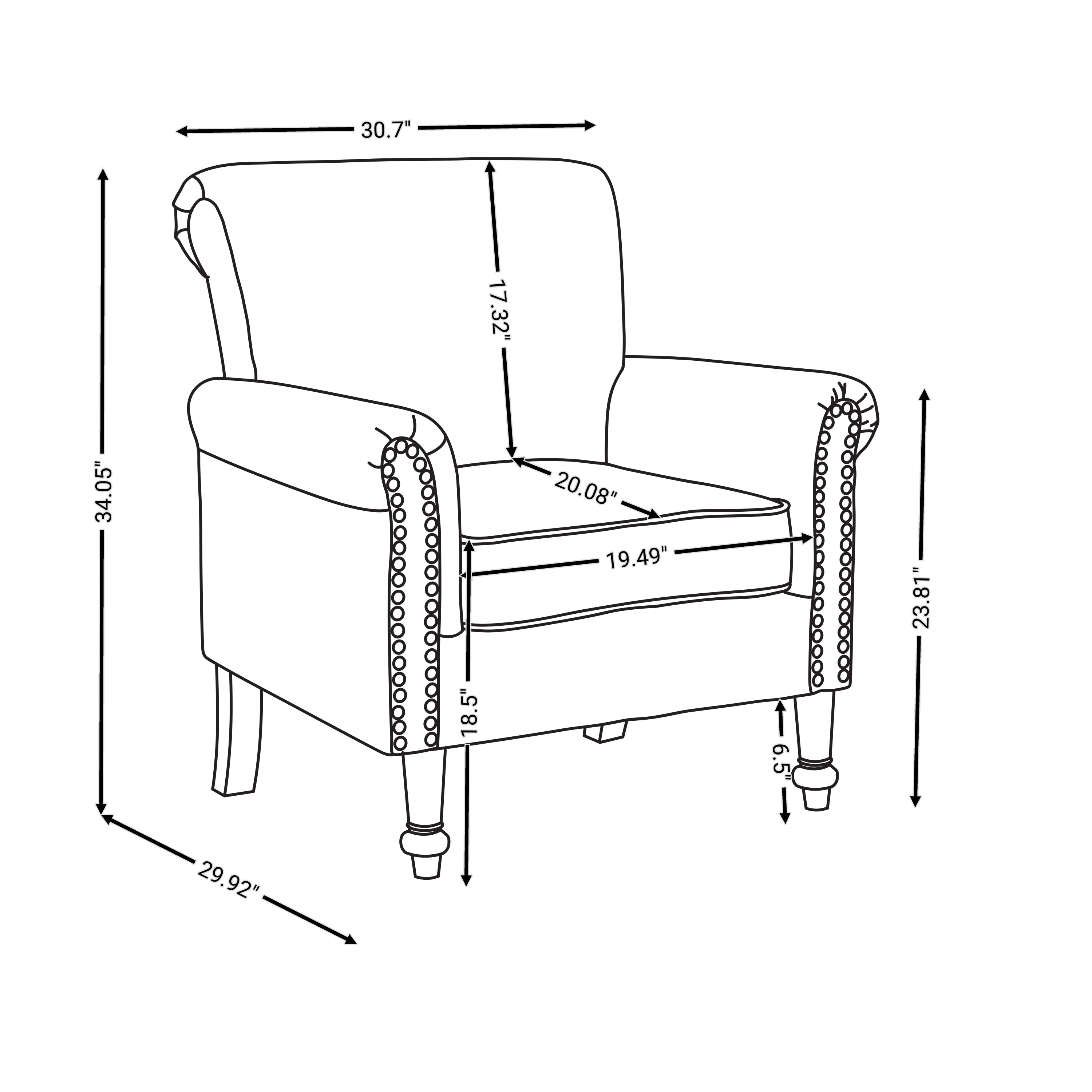 Mid-Century Modern Accent Chair, Linen Armchair w/Tufted Back/Wood Legs, Upholstered Lounge Arm Chair Single Sofa for Living Room Bedroom,Light Blue