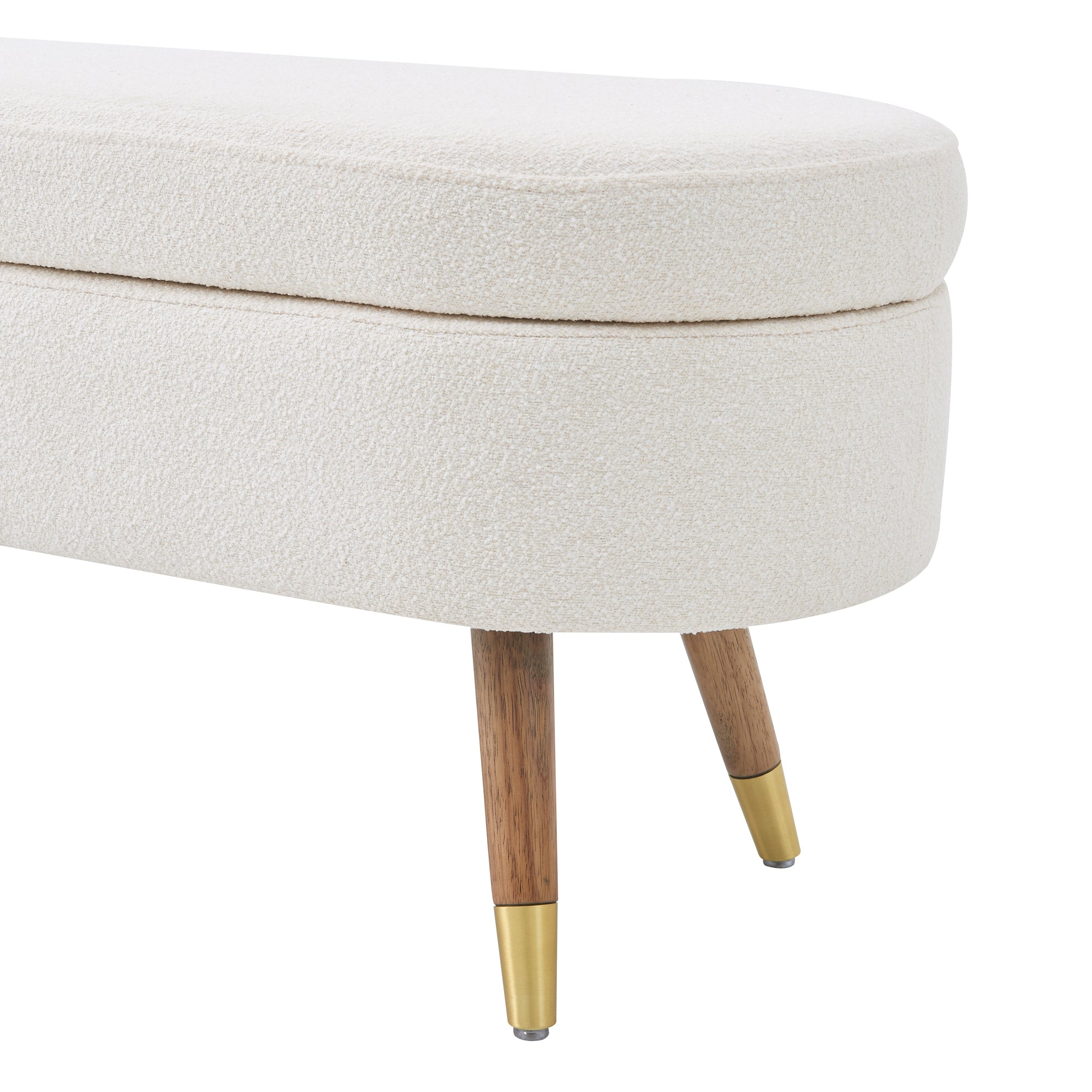 Storage bench Upholstered Boucle Ottoman with Golden Metal Legs End of Bed bench for Bedroom, Living Room, Entryway,Bed Side(Ivory)