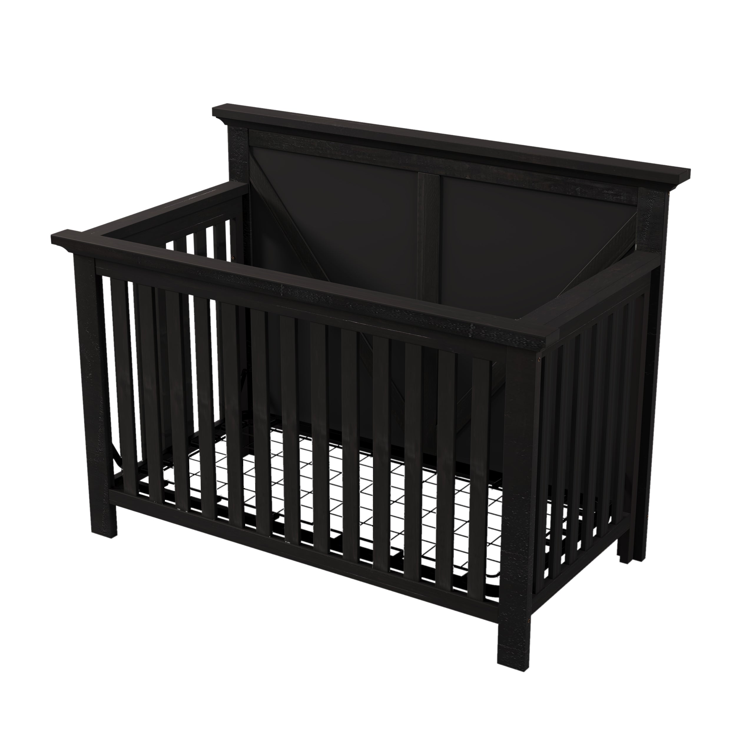 Rustic Farmhouse Style 4-in-1 Convertible Baby Crib - Converts to Toddler Bed, Daybed and Full-Size Bed, Coffee