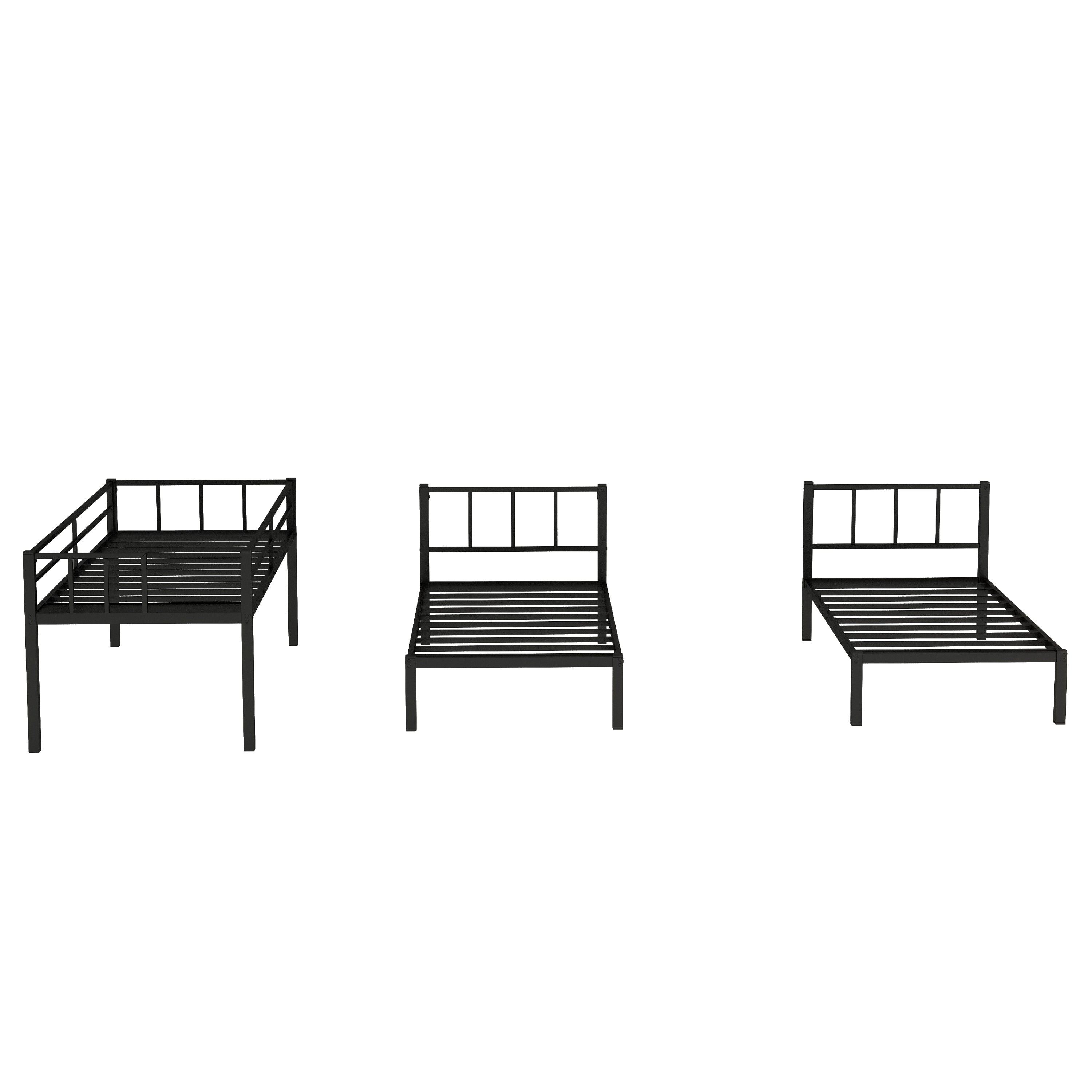 Twin over Twin & Twin Bunk Beds for 3, Twin XL over Twin & Twin Bunk Bed Metal Triple Bunk Bed, Black (Pre-sale date: June 10th)