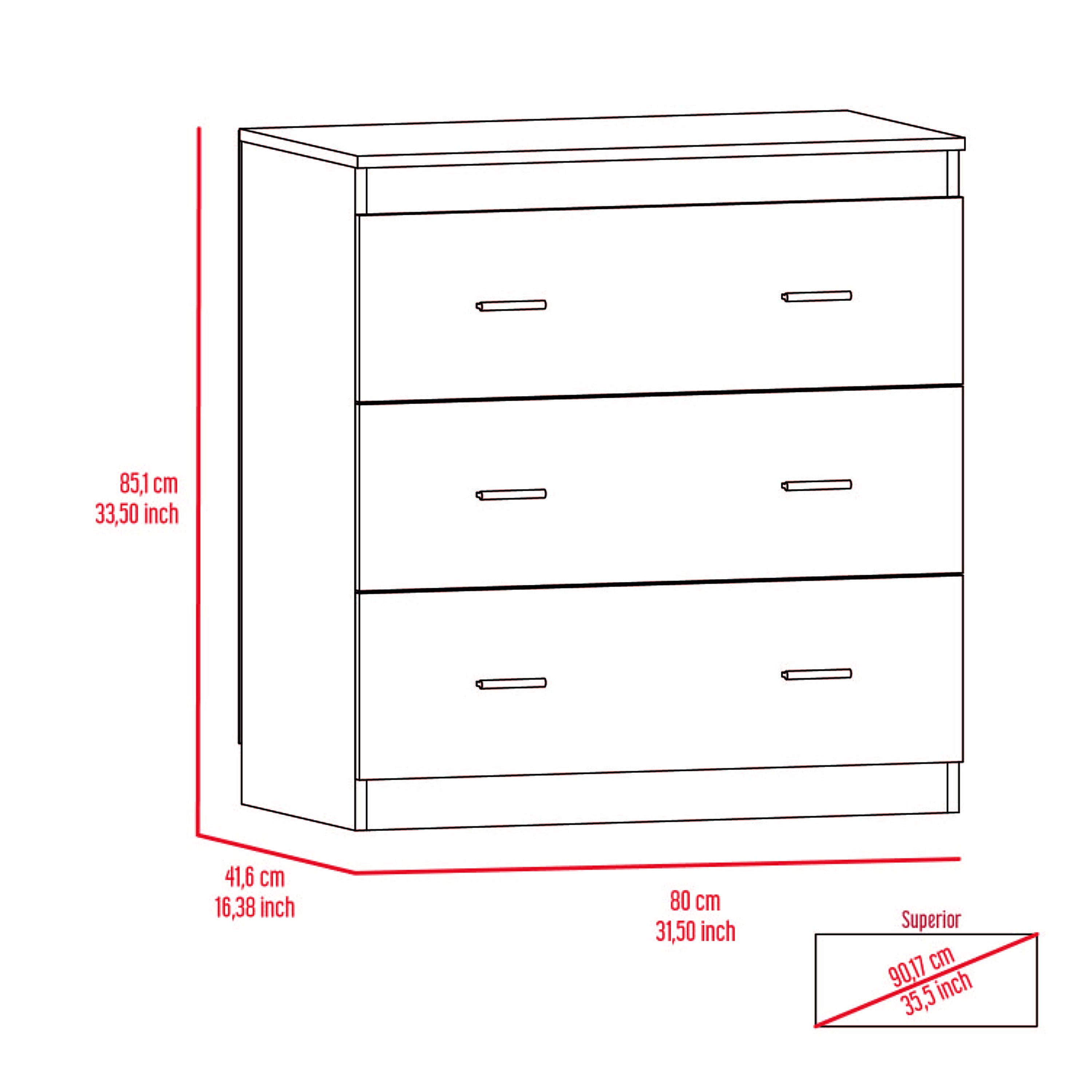 Calvetta 3-Drawer Dresser Light Grey