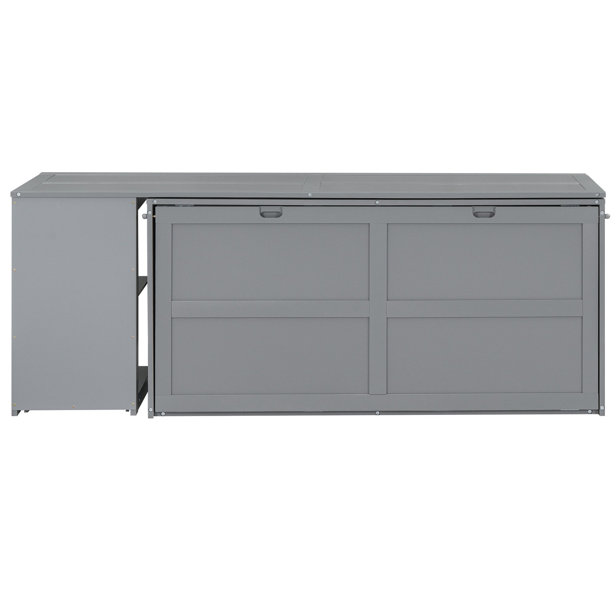 Queen Size Murphy Bed with Rotable Desk, Gray