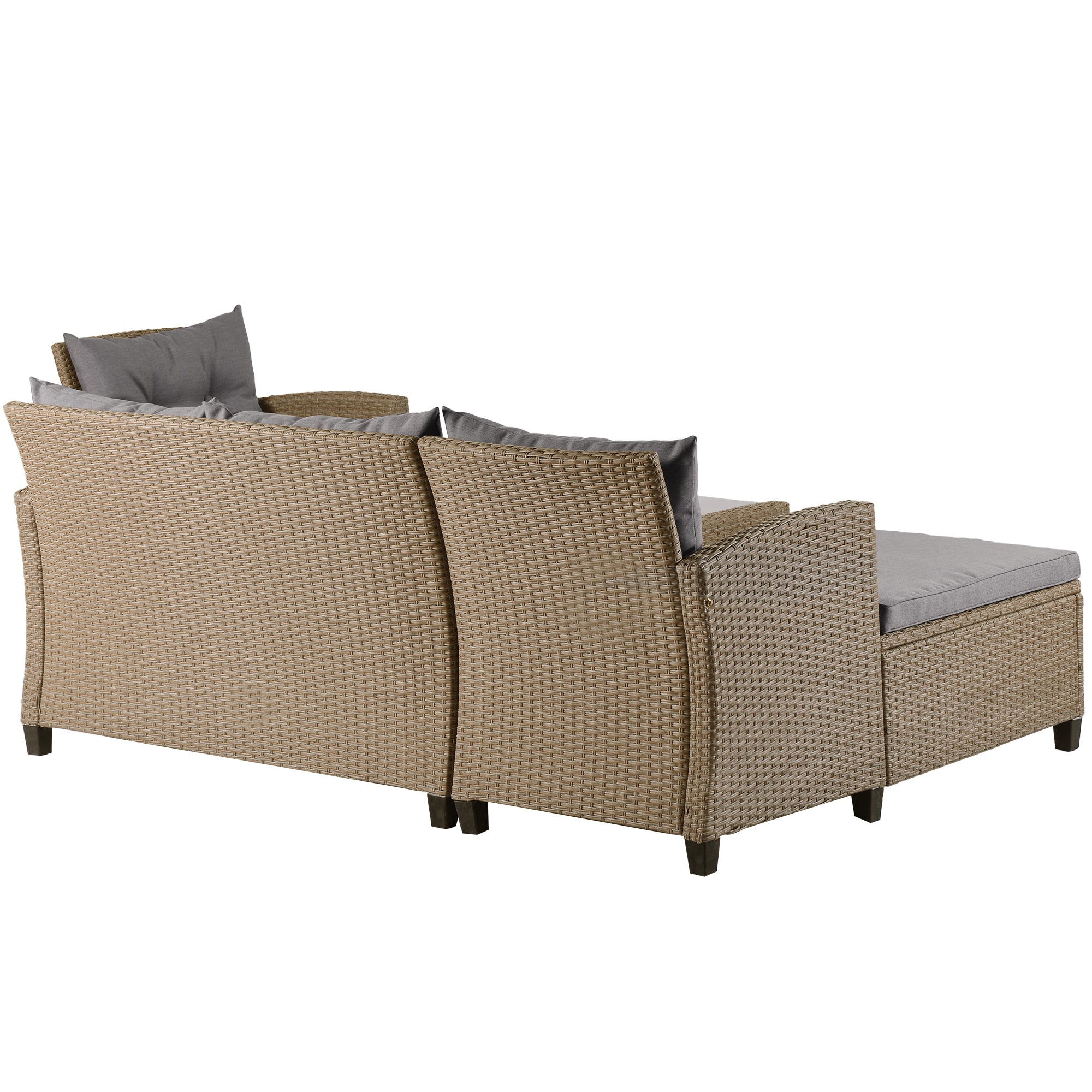 U_STYLE Outdoor, Patio Furniture Sets, 4 Piece Conversation Set Wicker Ratten Sectional Sofa with Seat Cushions(Beige Brown)