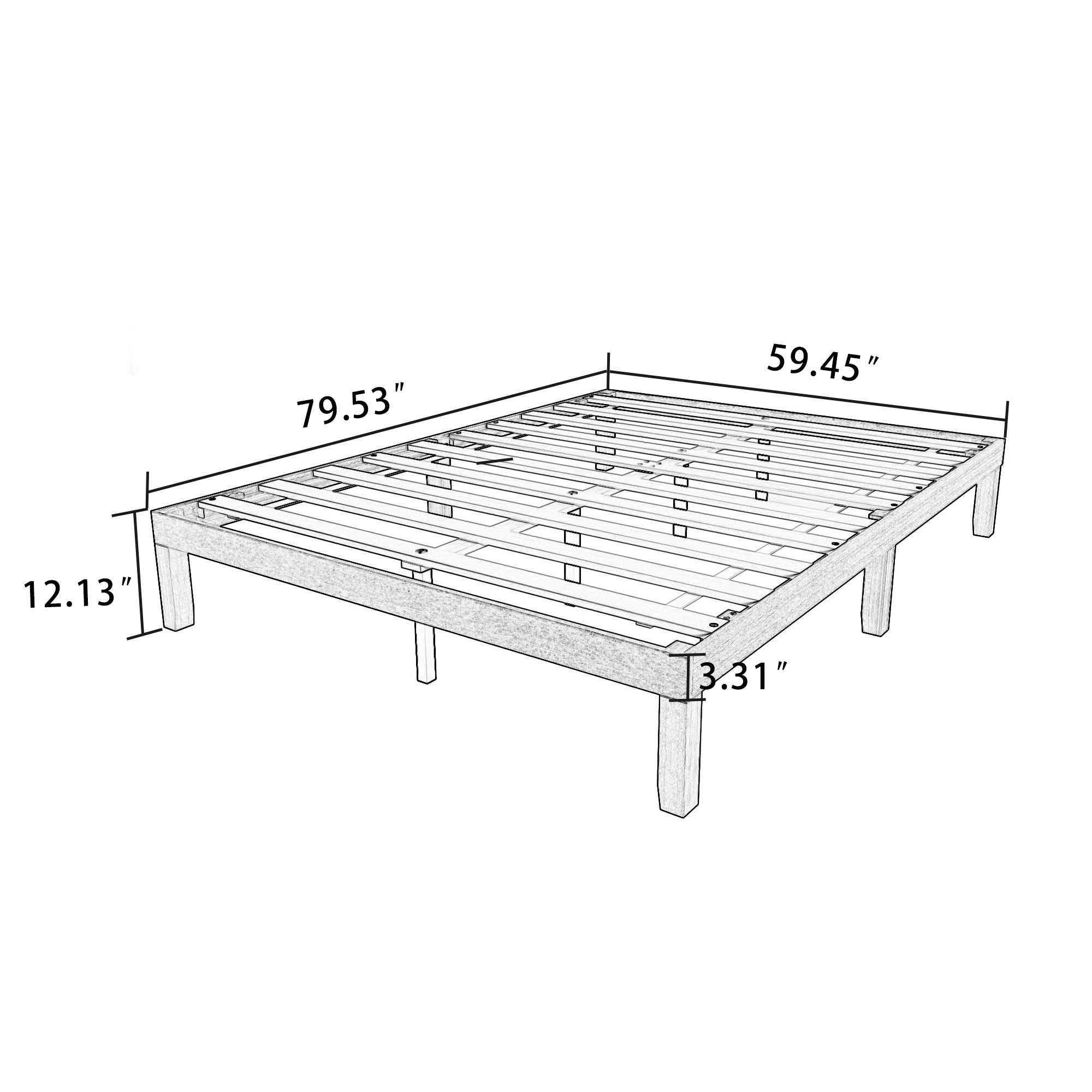 Queen Size Wood Platform Bed Frame, No Box Spring Needed, Strong Wood Slat Support, Easy Assembly