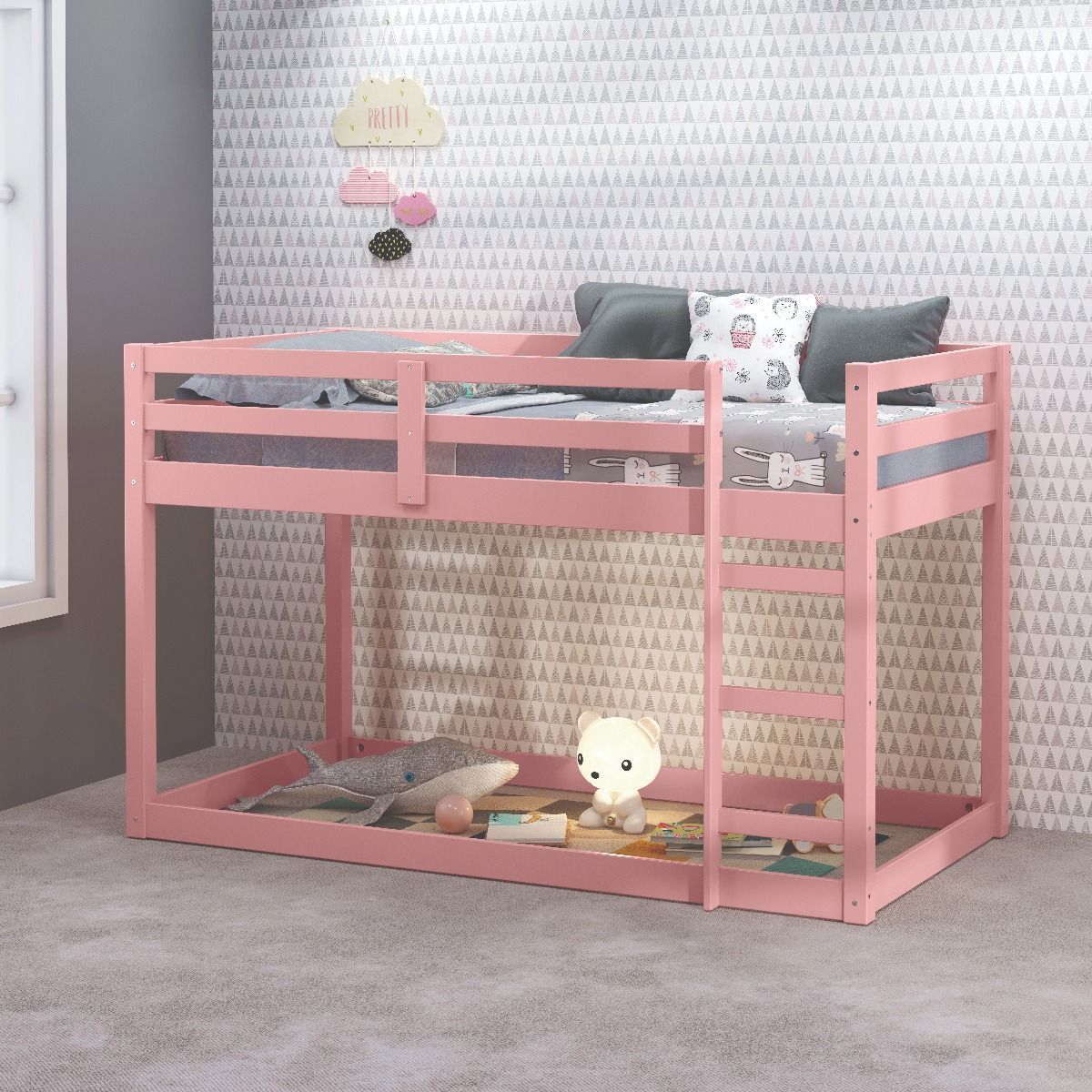 ACME Gaston II Twin Loft Bed in Pink Finish BD00768