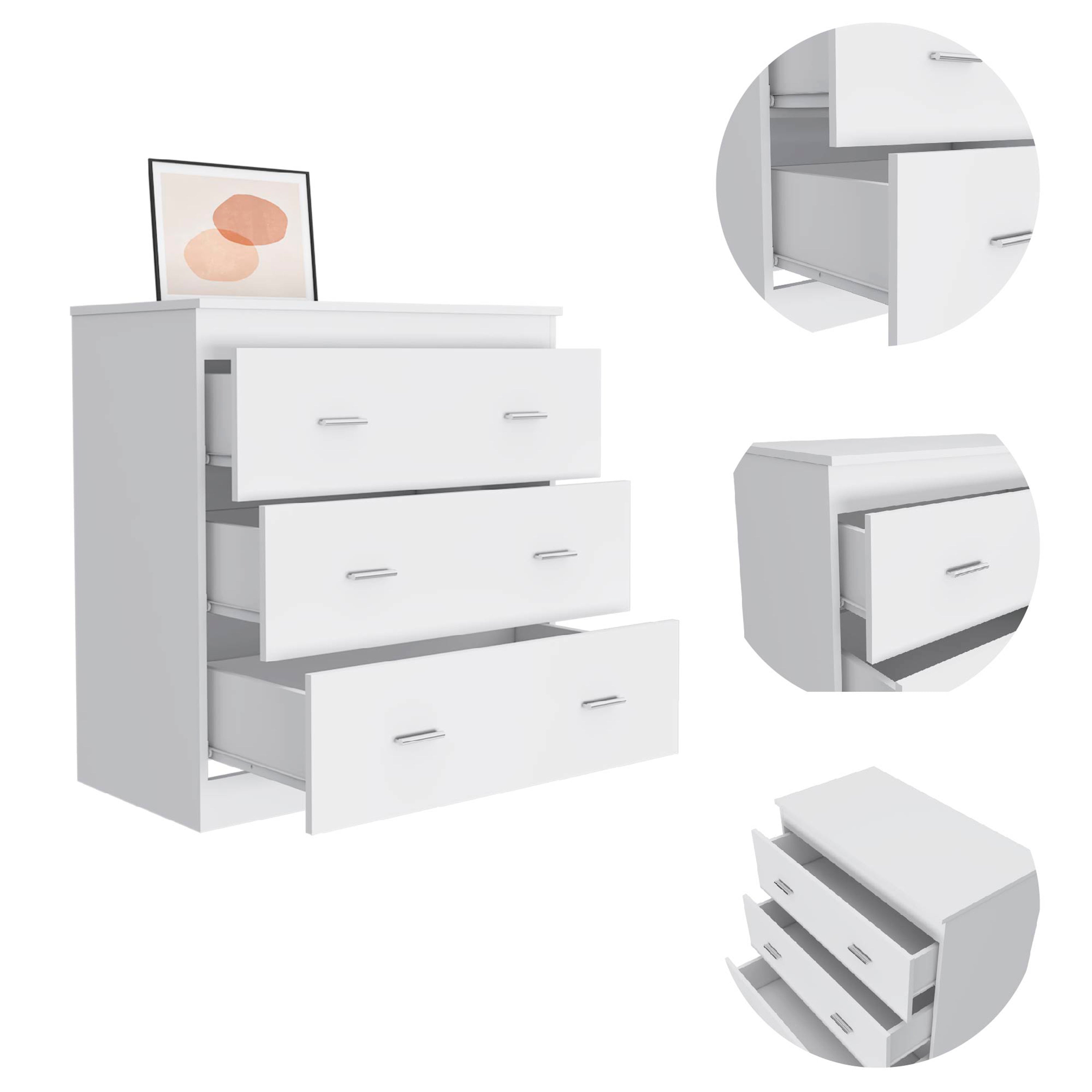 Calvetta 3-Drawer Dresser White