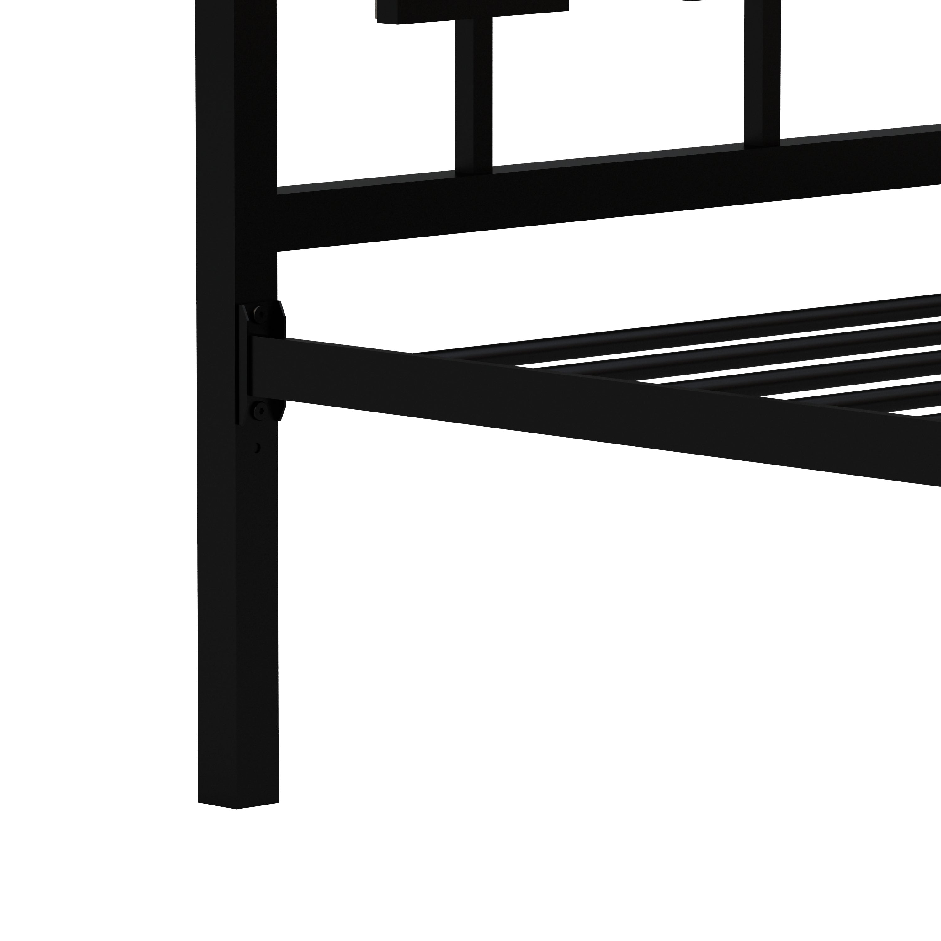 Metal Bed Frame Twin  Size Platform No Box Spring Needed with Square design Headboard and Footboard