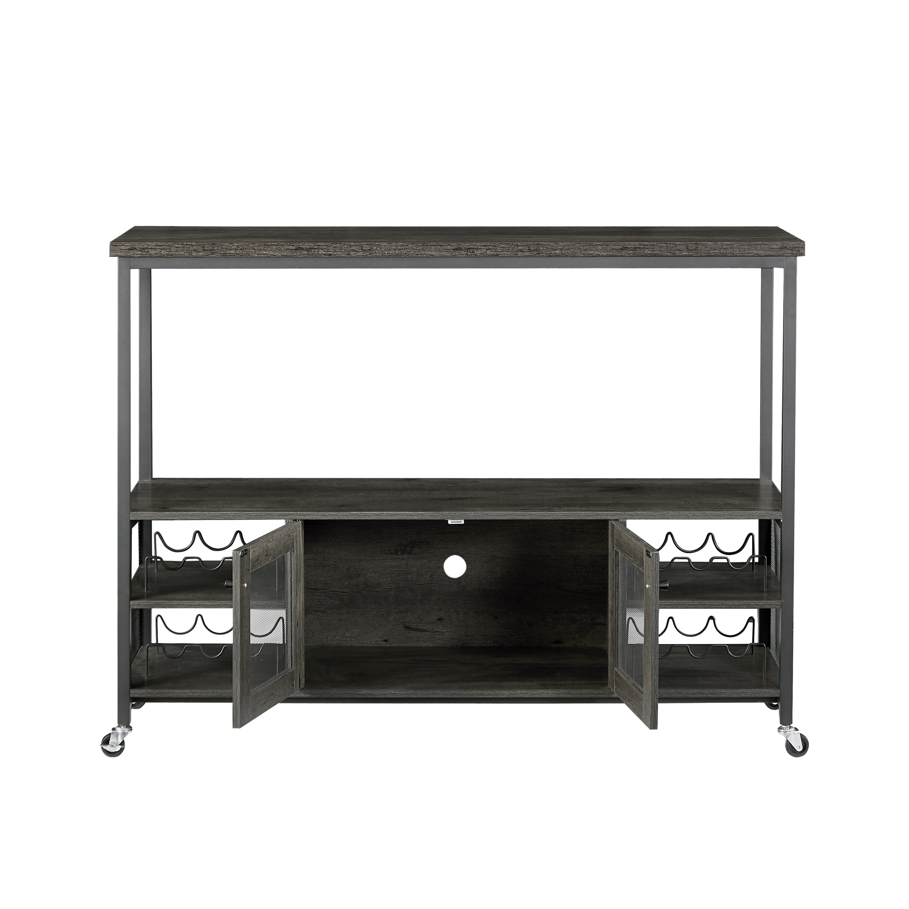 Wine shelf table, modern wine bar cabinet, console table, bar table, TV cabinet, sideboard with storage compartment, can be used in living room, dining room, kitchen, entryway, hallway.Dark Grey.