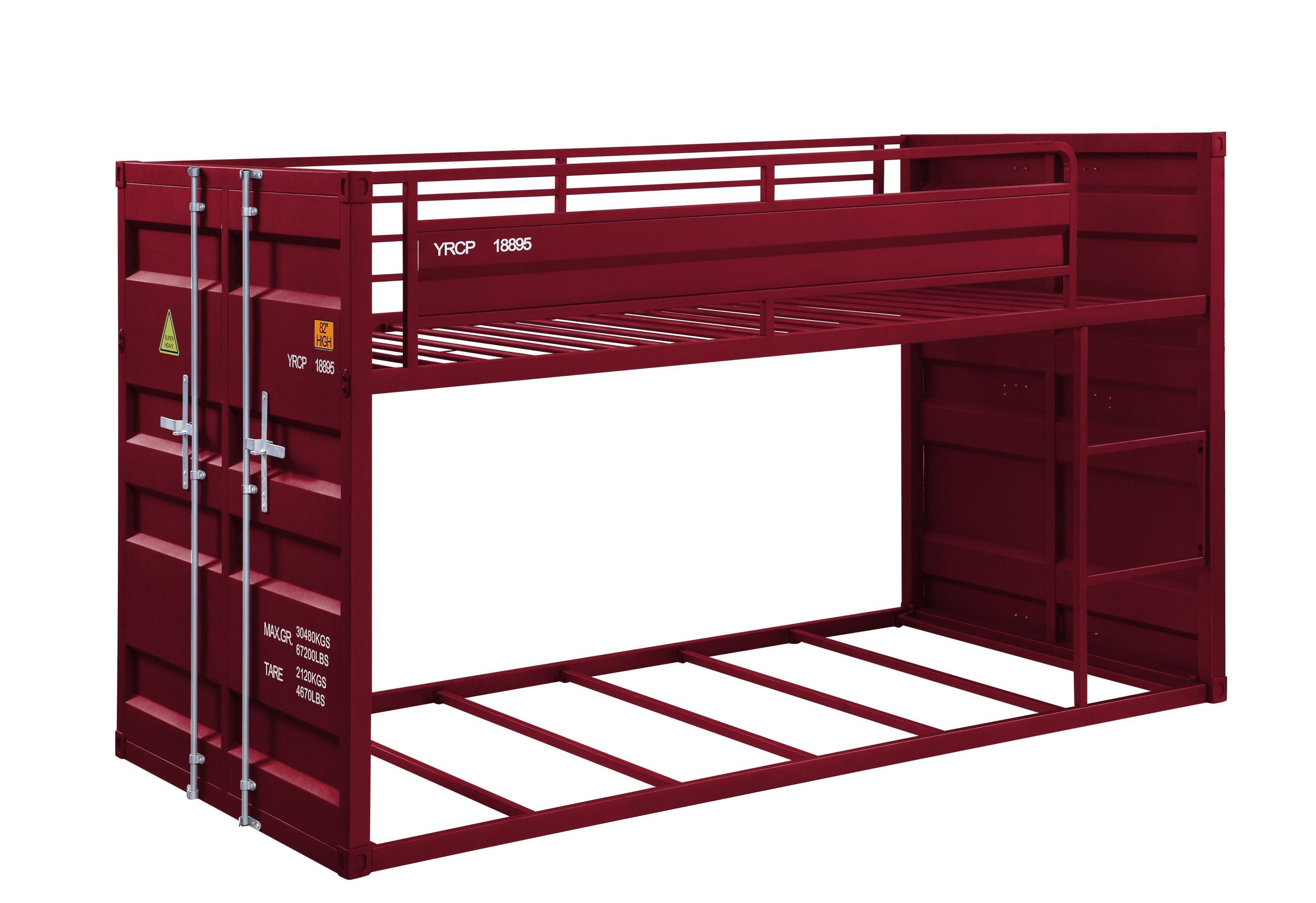 ACME Cargo Twin/Twin Bunk Bed, Red Finish 38280