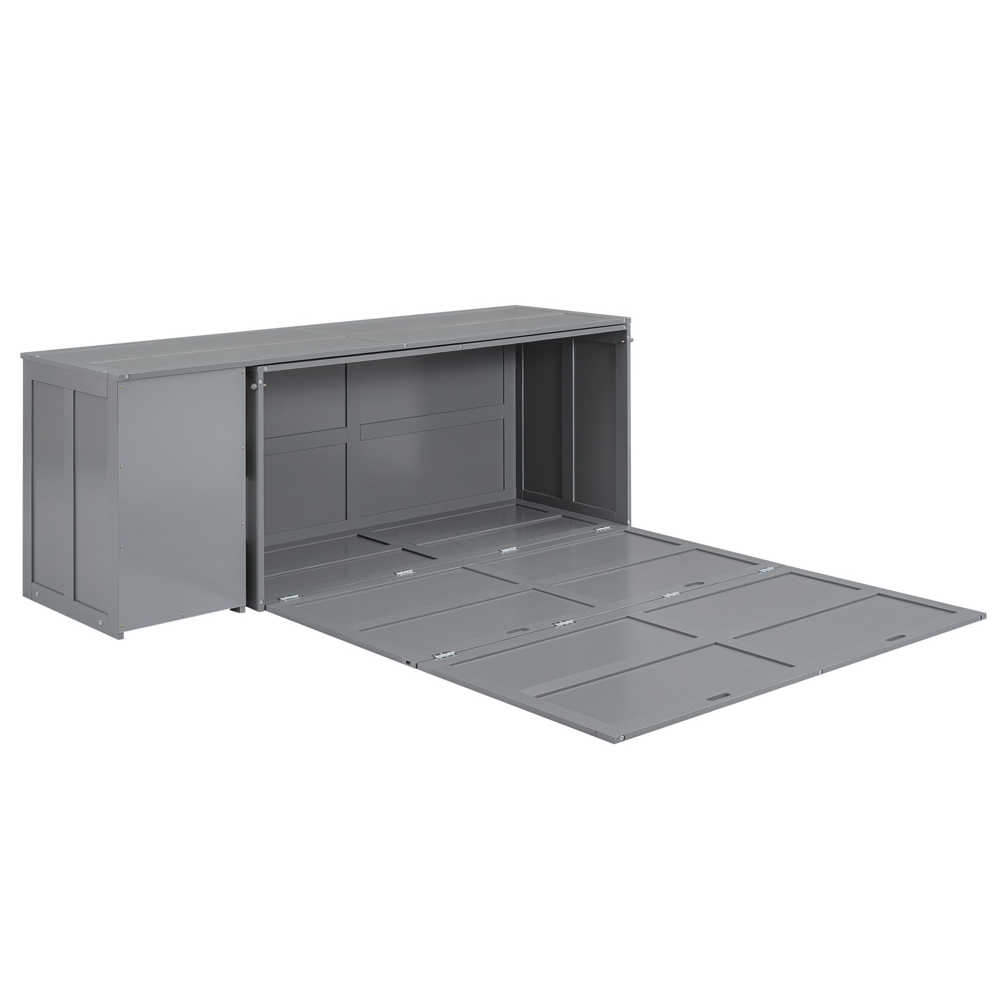 Queen Size Murphy Bed with Rotable Desk, Gray