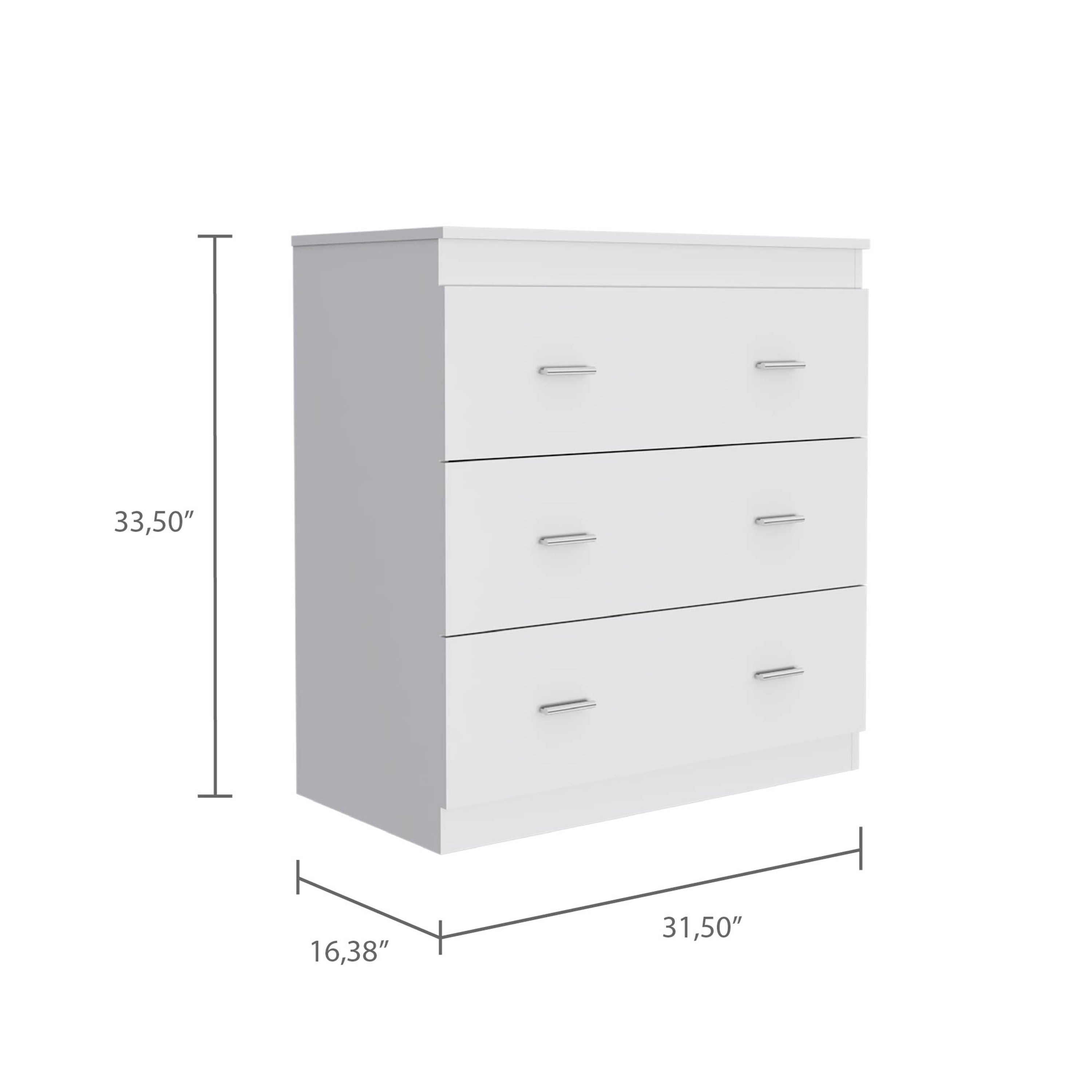 Calvetta 3-Drawer Dresser White