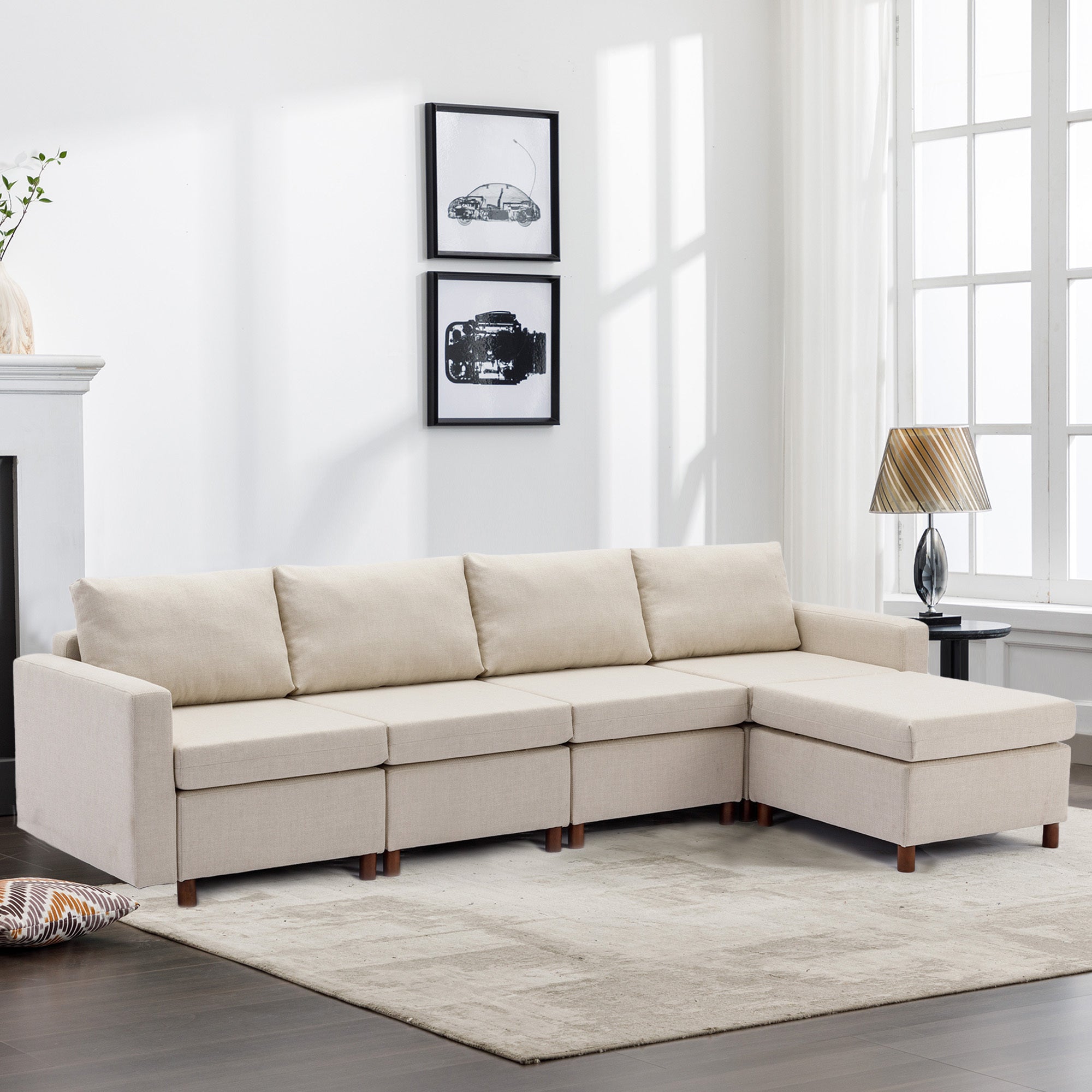 4 Seat Module Sectional Sofa Couch