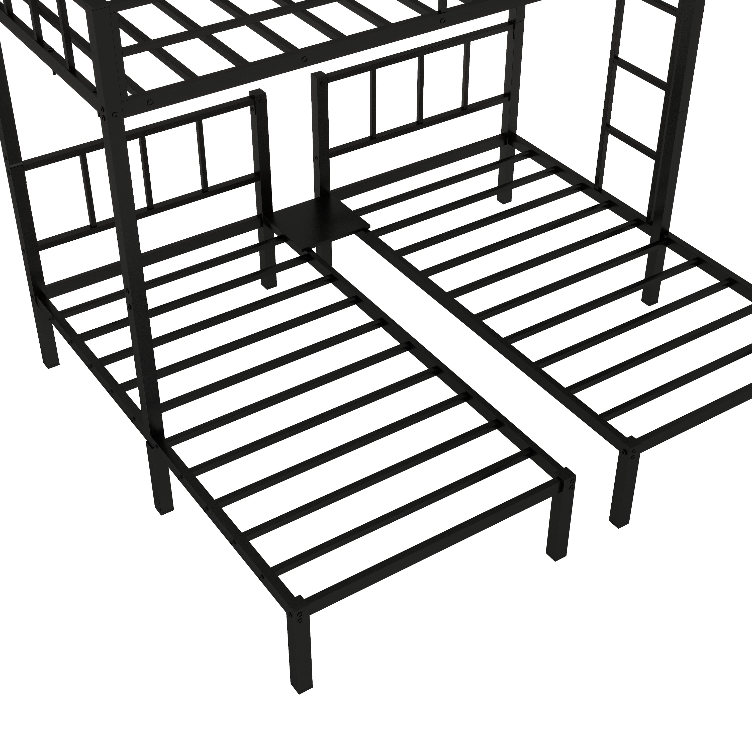 Twin over Twin & Twin Bunk Beds for 3, Twin XL over Twin & Twin Bunk Bed Metal Triple Bunk Bed, Black (Pre-sale date: June 10th)