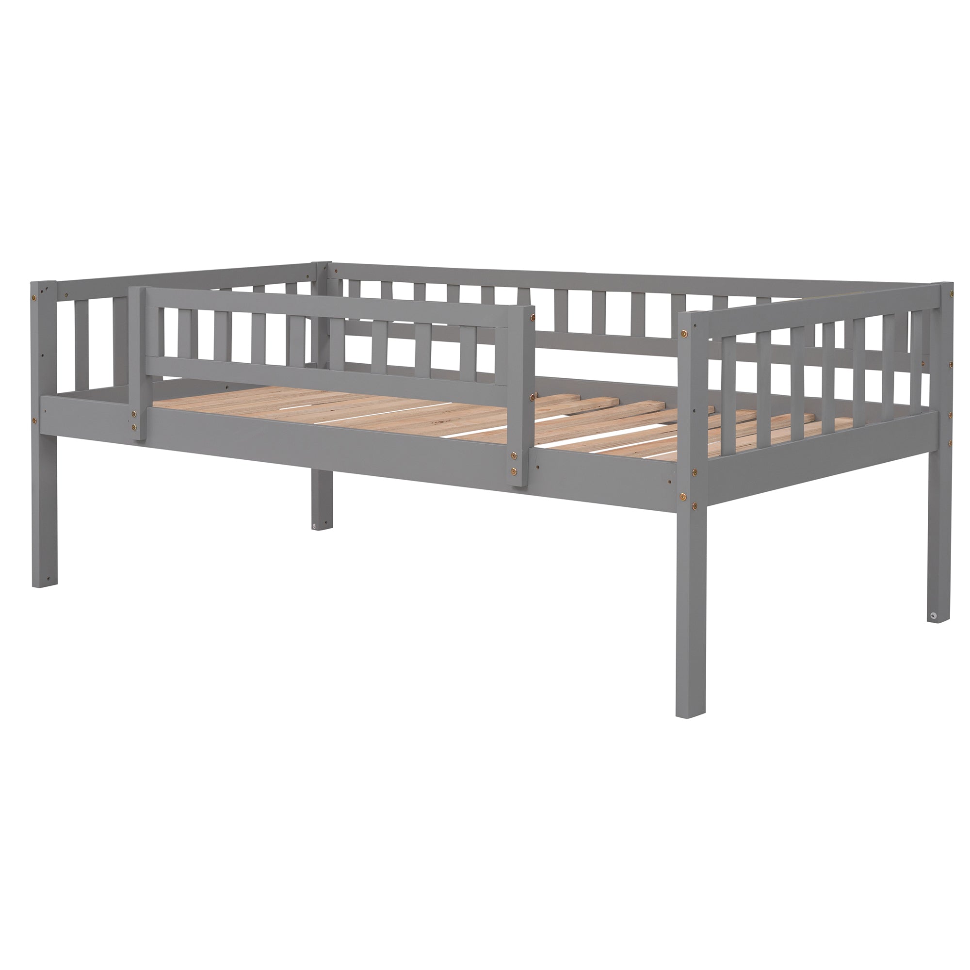 Twin-Over-Twin-Over-Twin Triple Bed with Built-in Ladder and Slide, Triple Bunk Bed with Guardrails, Gray(OLD SKU: LP000051AAE)