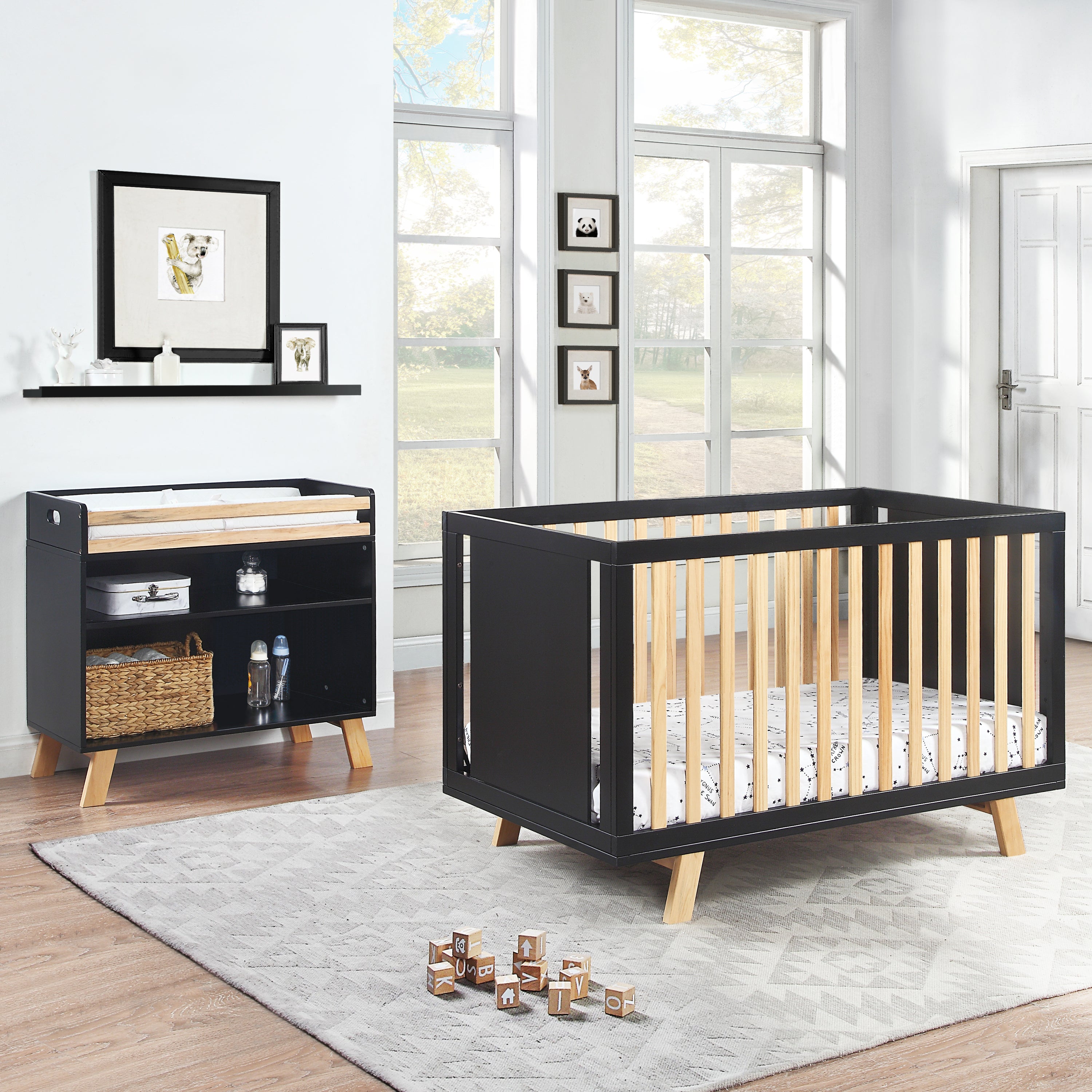 Livia Multi Purpose Changing Table Black/Natural