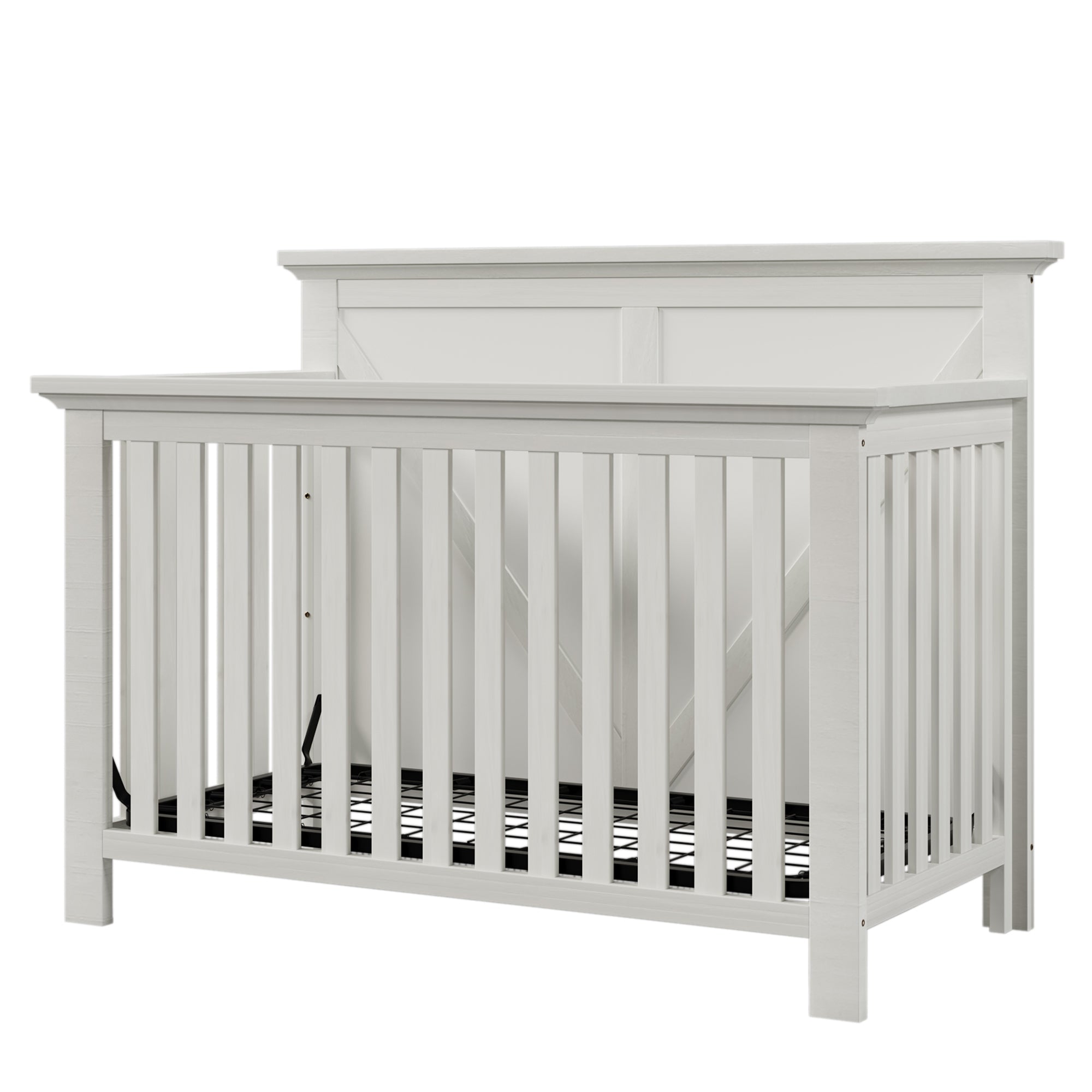 Rustic Farmhouse Style 4-in-1 Convertible Baby Crib - Converts to Toddler Bed, Daybed and Full-Size Bed, White