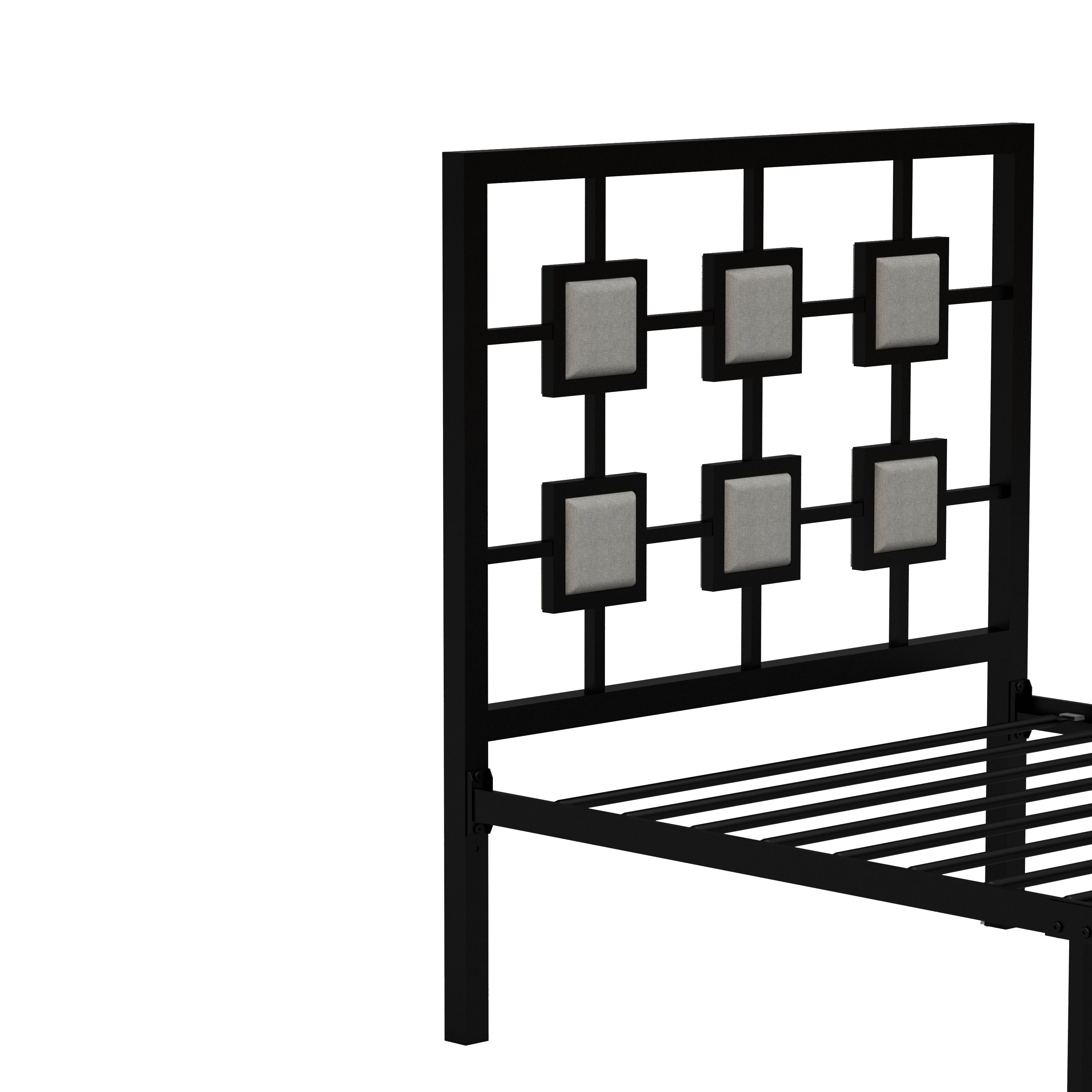 Metal Bed Frame Twin  Size Platform No Box Spring Needed with Square design Headboard and Footboard