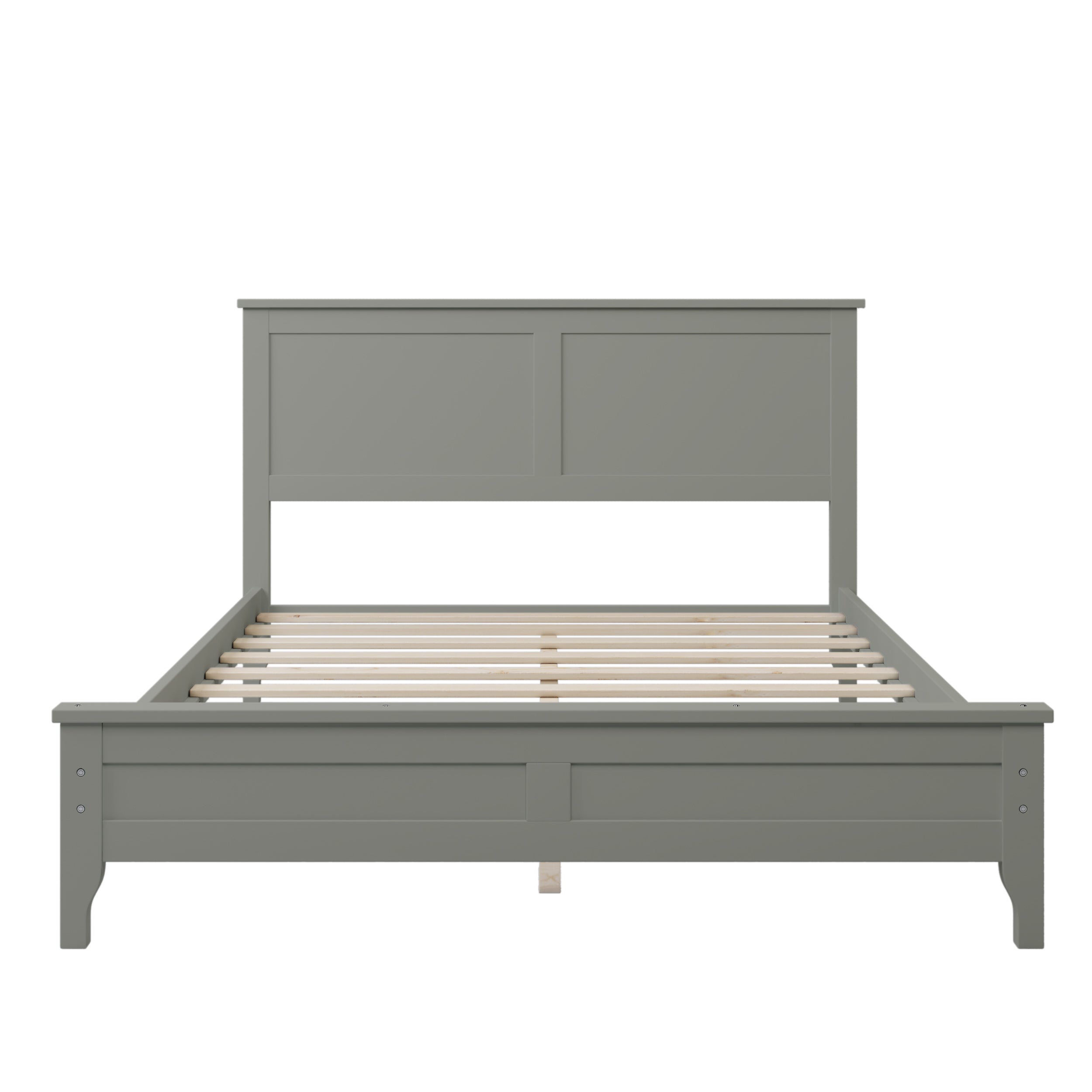 Modern Gray Solid Wood Full Platform Bed