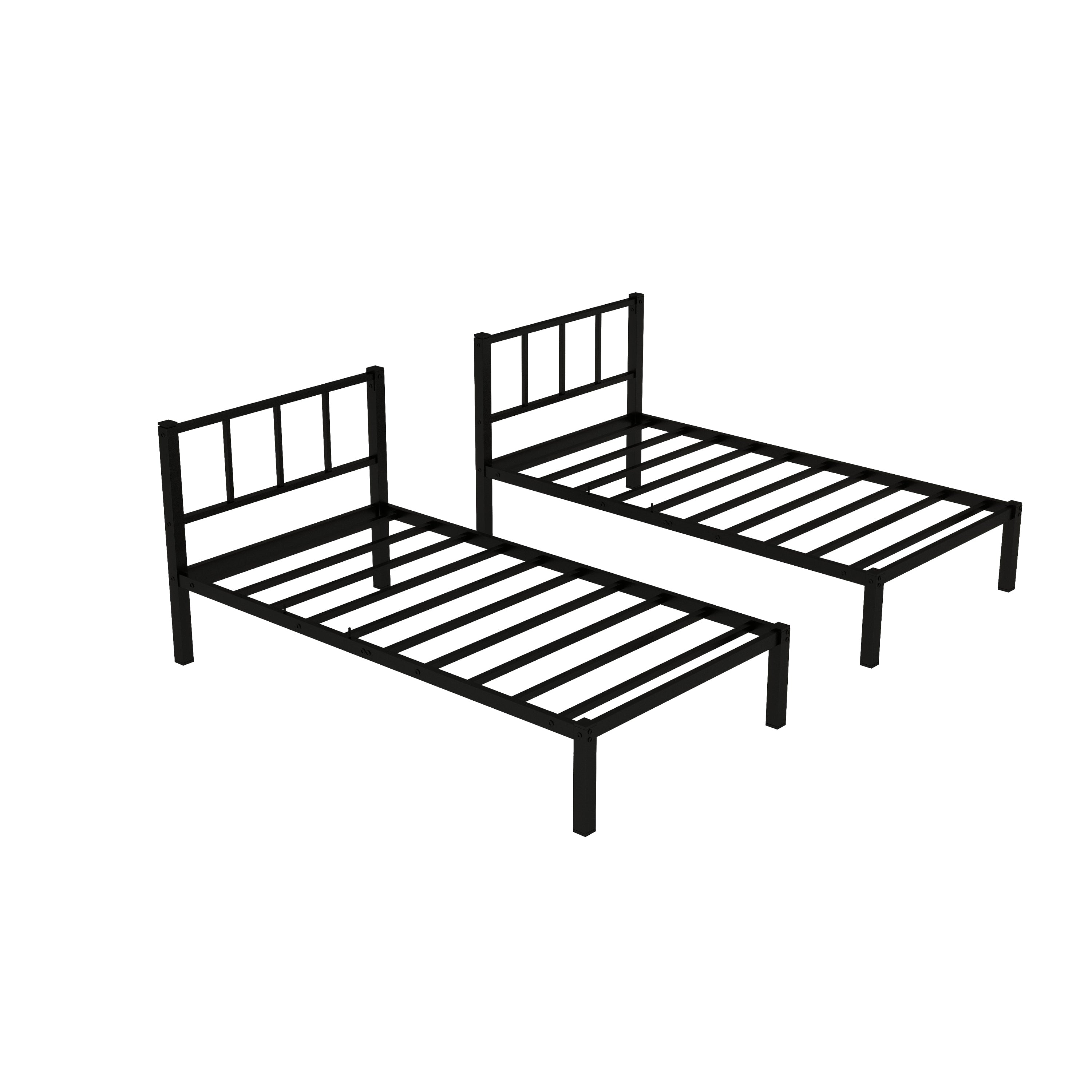 Twin over Twin & Twin Bunk Beds for 3, Twin XL over Twin & Twin Bunk Bed Metal Triple Bunk Bed, Black (Pre-sale date: June 10th)