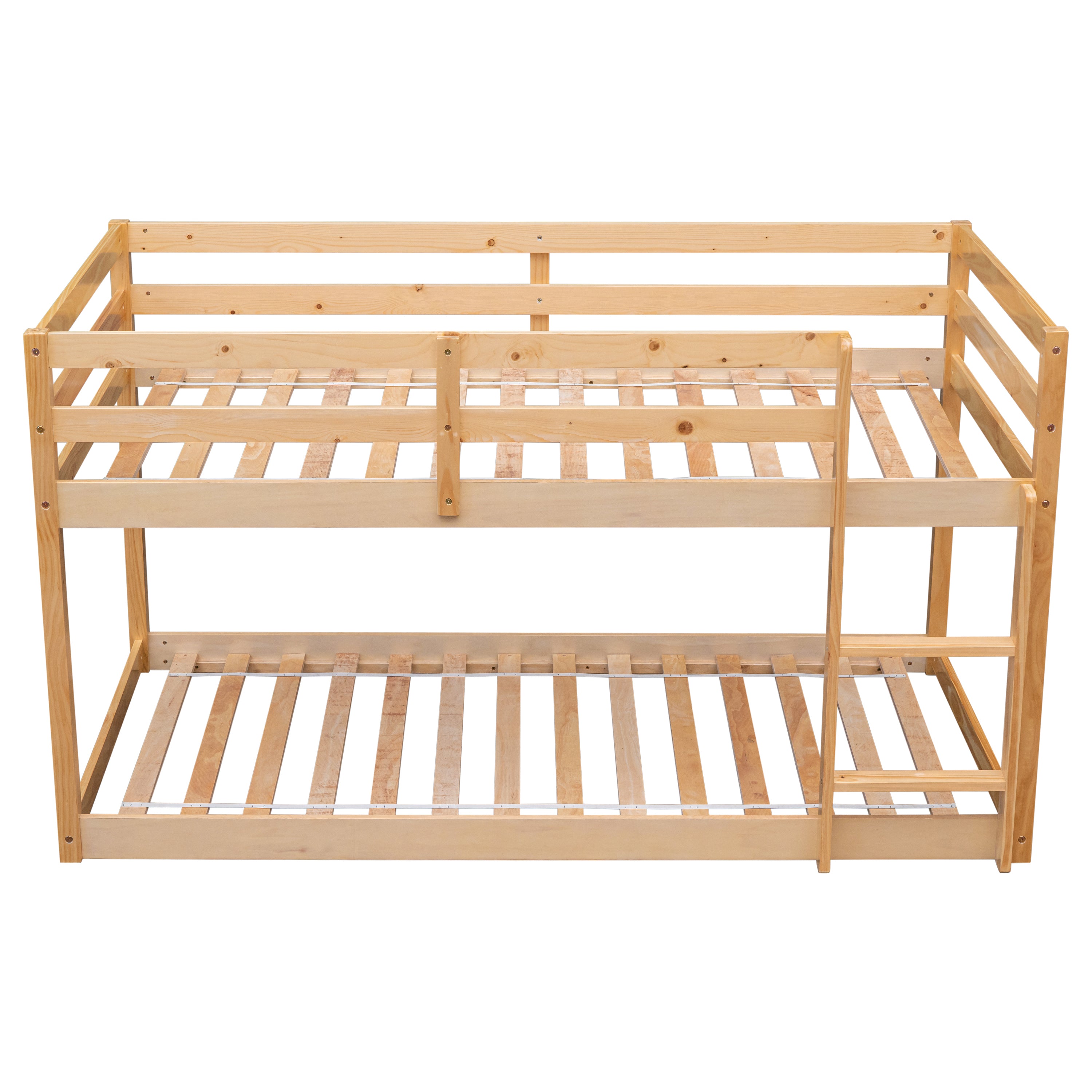 Twin over Twin Floor Bunk Bed,Natural