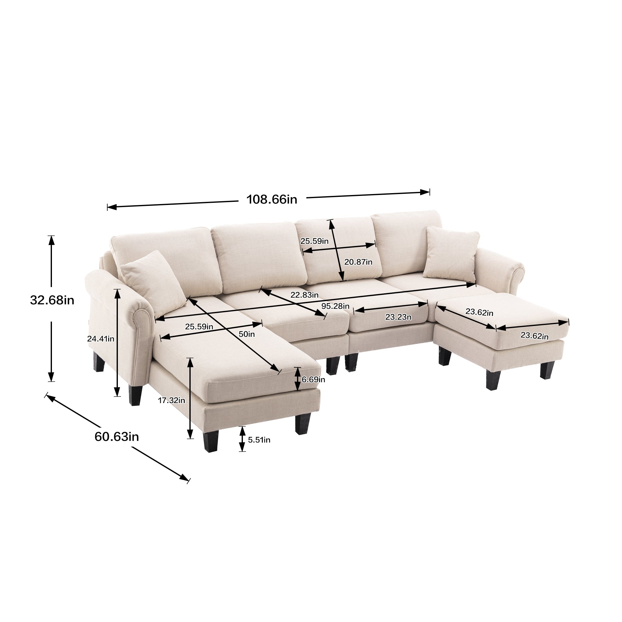 COOLMORE Accent sofa /Living room sofa sectional  sofa