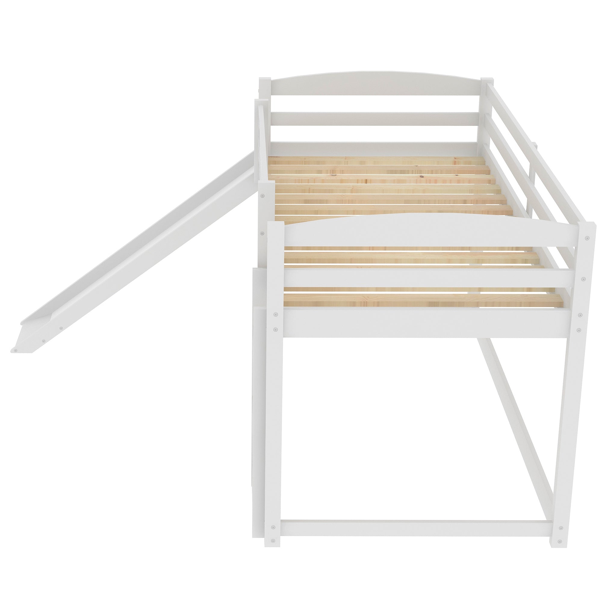 Twin over Twin Bunk Bed with Convertible Slide and Ladder , White(Old SKU:WF281725AAK)