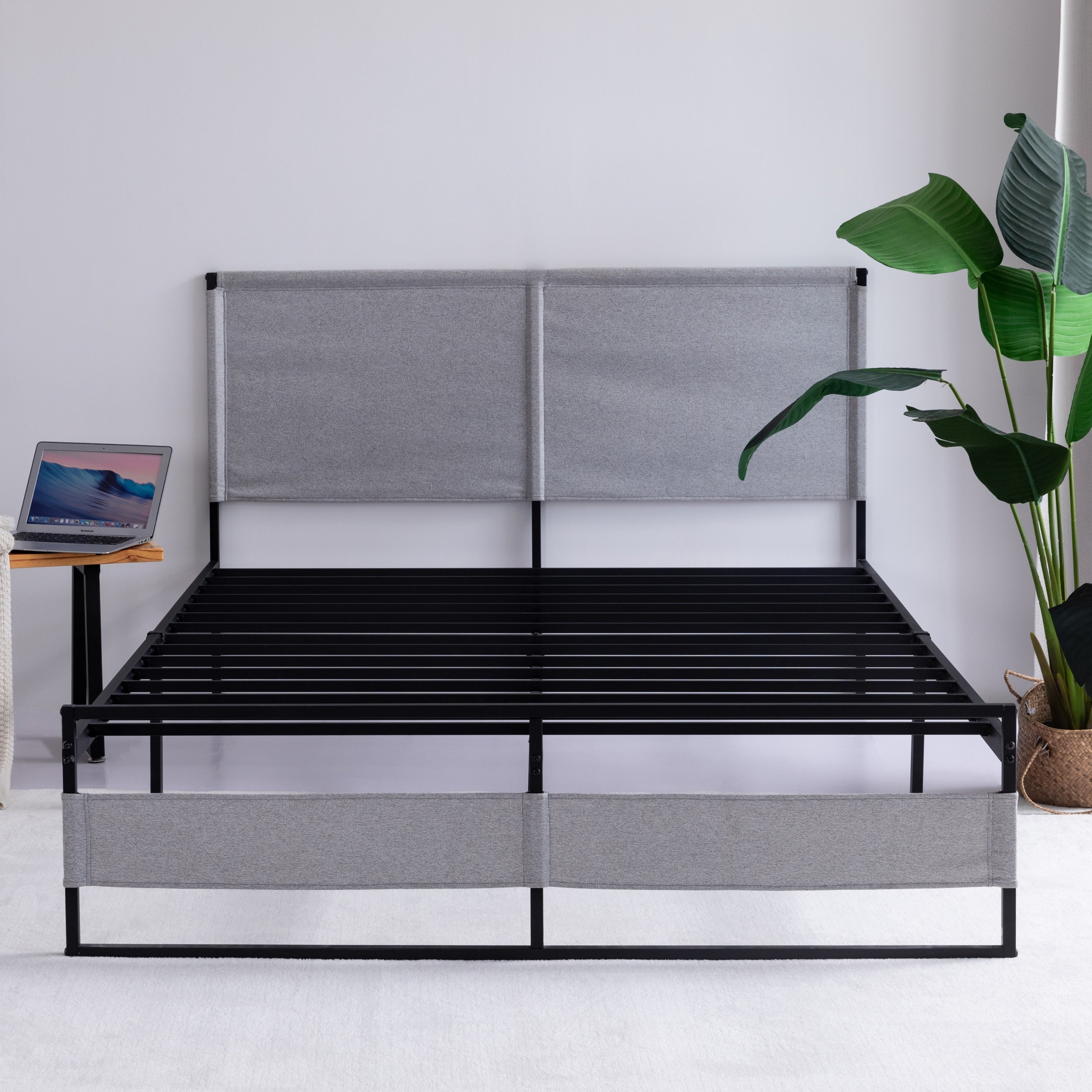 V4 Metal Bed Frame 14 Inch Queen Size with Headboard and Footboard, Mattress Platform with 12 Inch Storage Space
