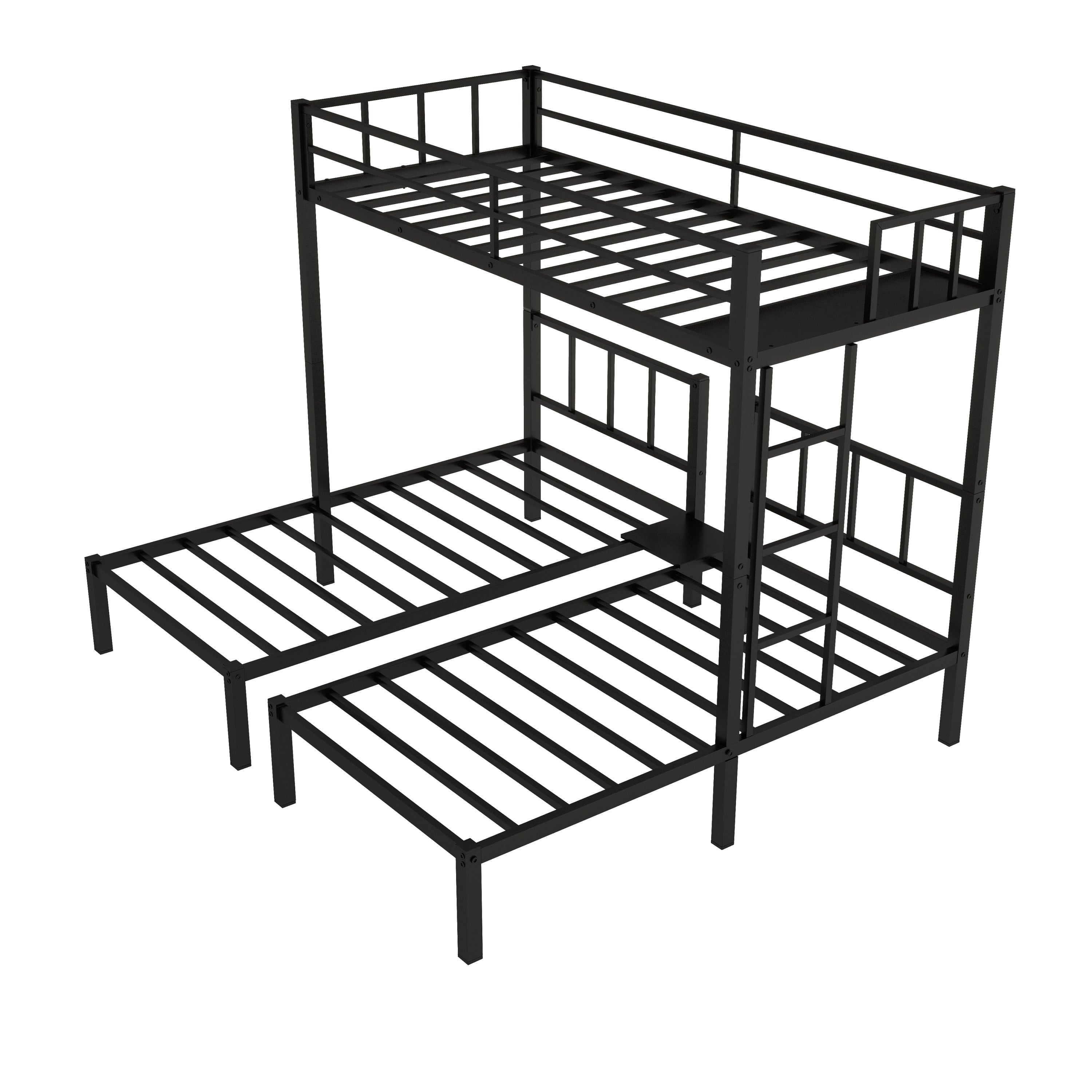 Twin over Twin & Twin Bunk Beds for 3, Twin XL over Twin & Twin Bunk Bed Metal Triple Bunk Bed, Black (Pre-sale date: June 10th)