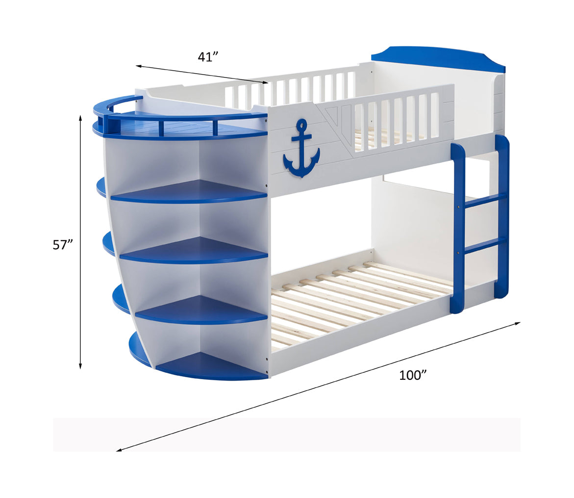 ACME Neptune Twin/Twin Bunk Bed w/Storage Shelves in Sky Blue Finish BD00577