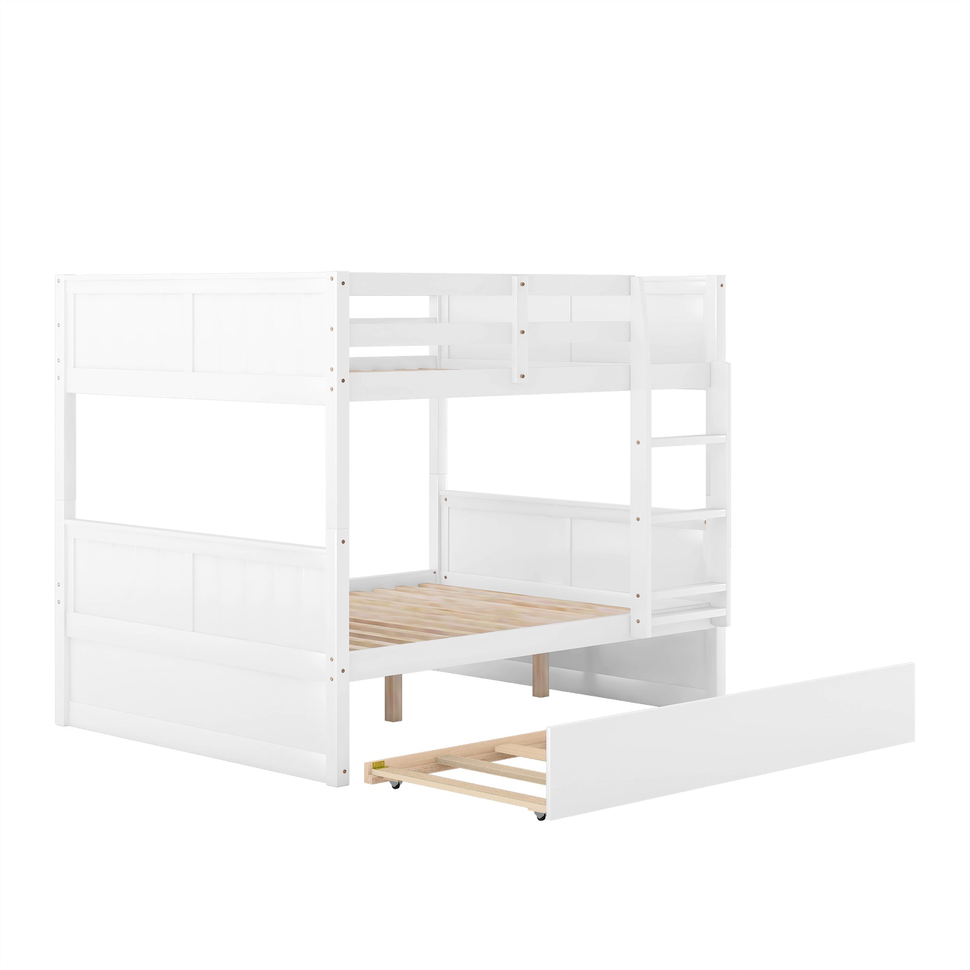 Full Over Full Bunk Bed with Twin Size Trundle, White ( old sku: LP000250AAK )