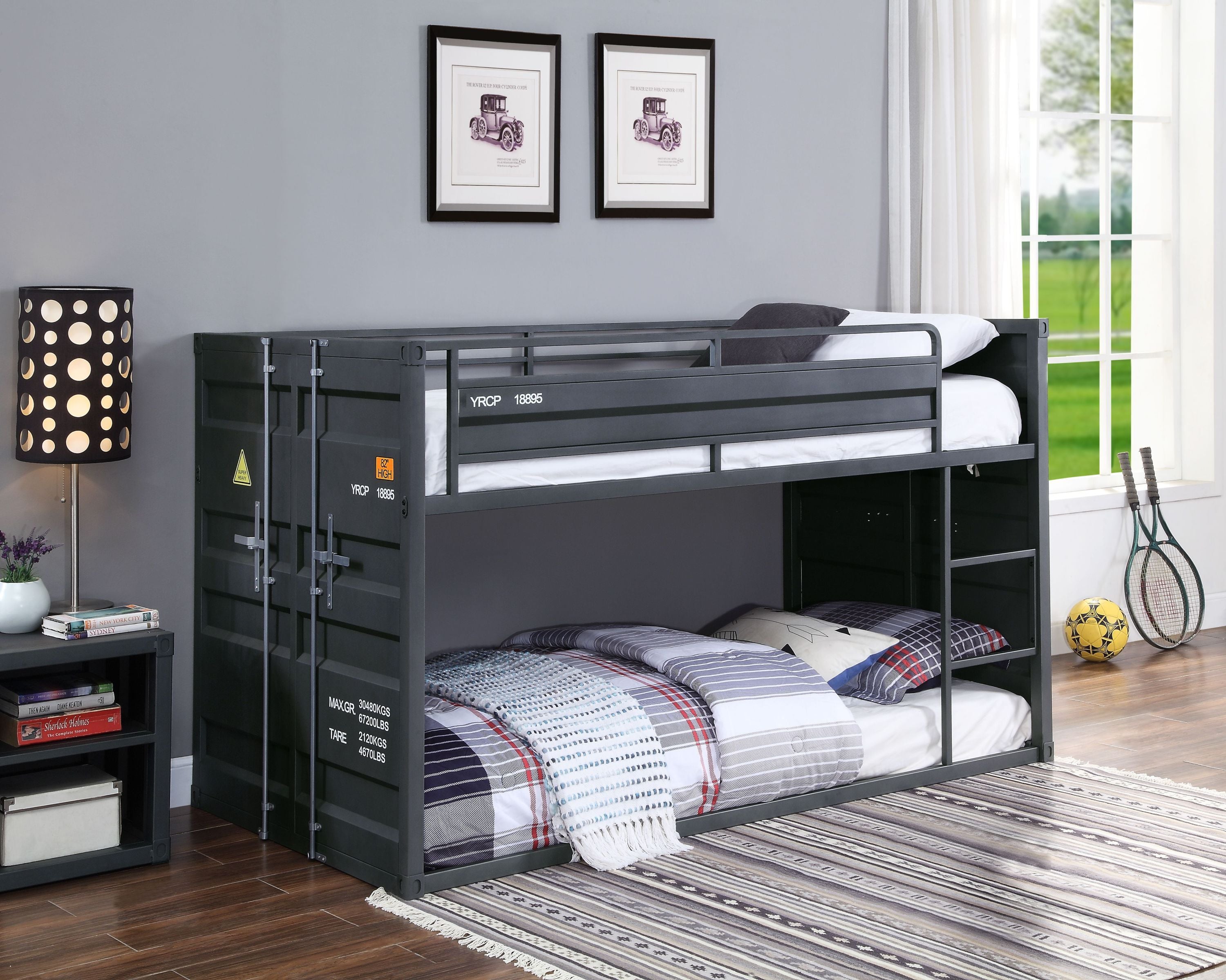 ACME Cargo Twin/Twin Bunk Bed, Gunmetal Finish  37815